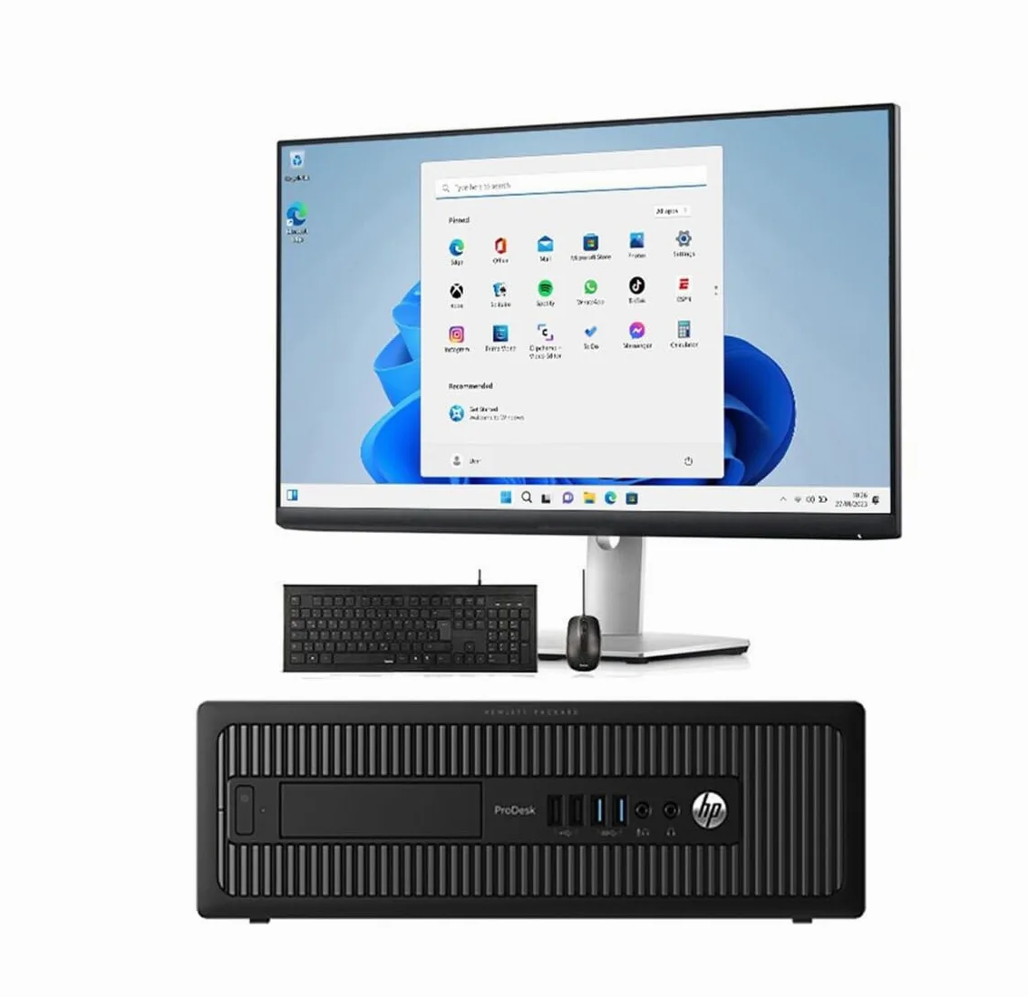 PC desktop completo con display da 22", Intel Core i5, 8 GB RAM, SSD 240 GB, Windows 11 Pro, WiFi, tastiera e mouse, ricondizionato Amazon