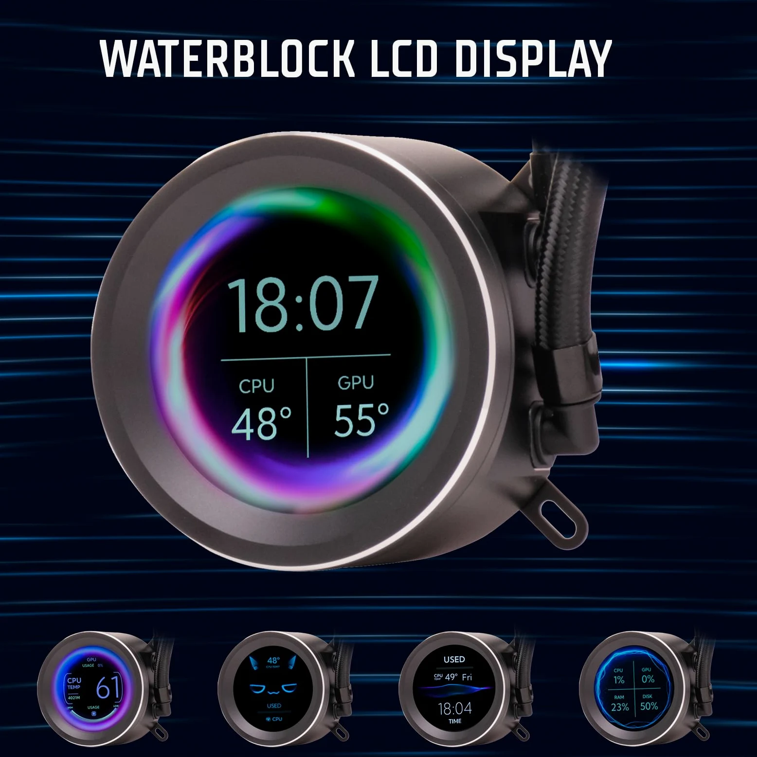 Itek Dissipatore a Liquido Arctic Sphere 240mm con Display LCD 2.8", Ventole ARGB PWM, Compatibilità Universale CPU e Software di Controllo
