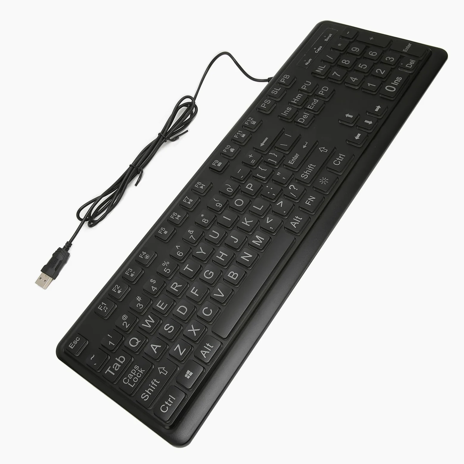 Tastiera con Stampa di Grandi Dimensioni Lettere Grandi in Grassetto Design Ergonomico per Anziani Non Vedenti Biblioteche Retroilluminazione a LED Bianca USB Cablata