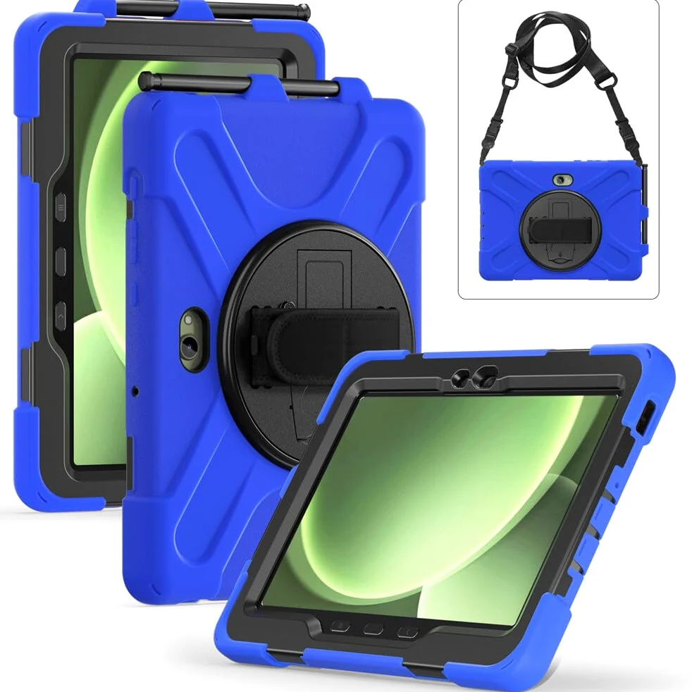 Compatibile con Samsung Galaxy Tab Active5 Pro 5G 101 SM X350 X356B (colore: viola) Custodia rigida antiurto in silicone con fascio, rotazione a 360 gradi