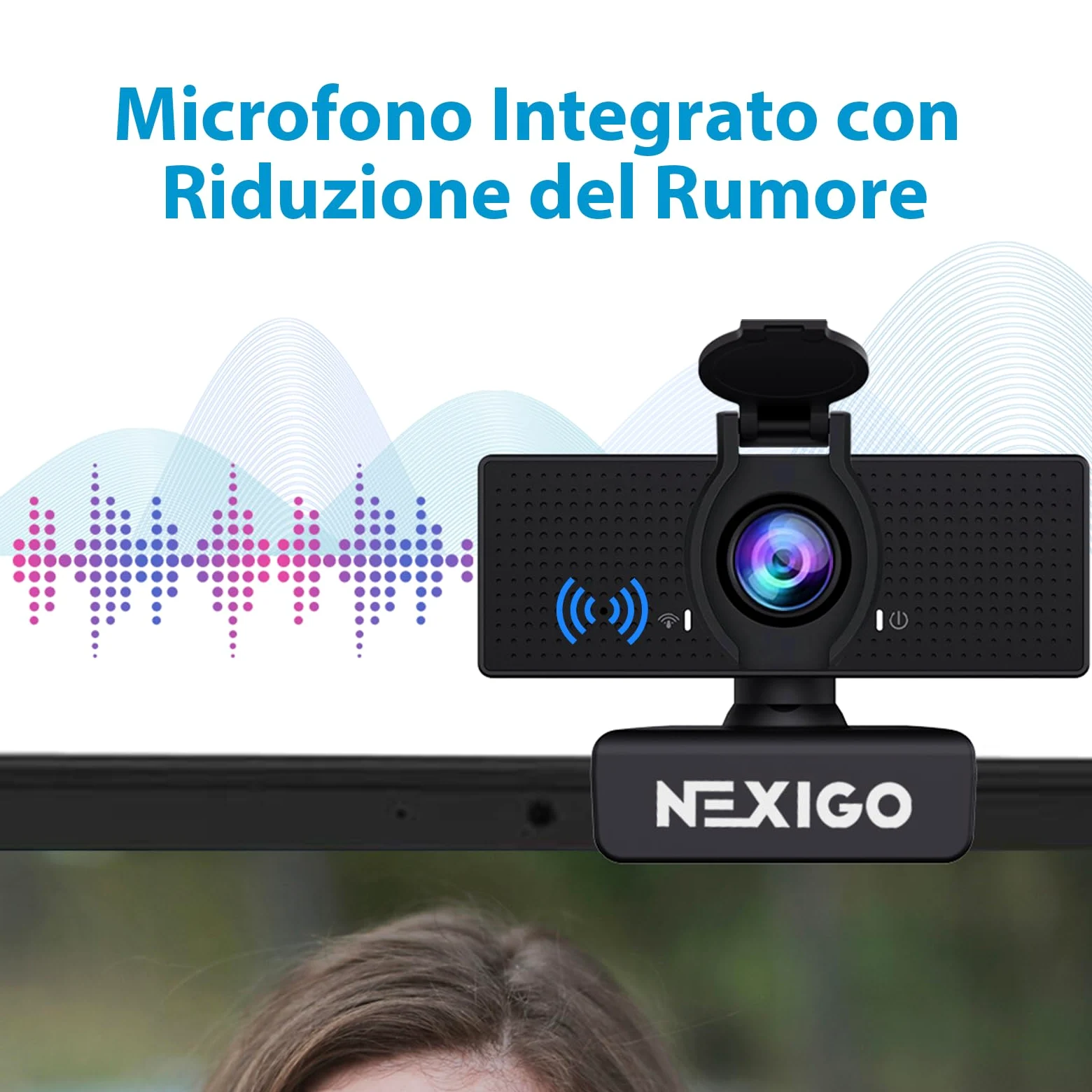 NexiGo N60 Webcam 1080P con Microfono, FOV Regolabile, Zoom, Controllo Software e Copertura Privacy, USB HD Camera Web per Computer, Plug and Play, per Zoom/Skype/Teams
