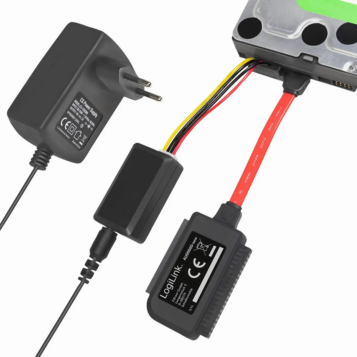 LogiLink Adapter USB 2.0 to 2.5 + 3.5 Zoll IDE + SATA HDD OTB Nero