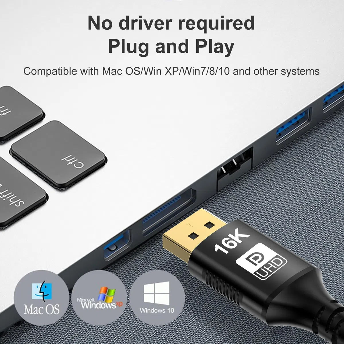 YIWENTEC 16K Mini DisplayPort to DisplayPort Cable 2.1, 16K (15360 x 8640) @ 60Hz 4K @ 240Hz 8K @ 144Hz, HDR, DSC1.2a, G-Sync FreeSync (2M)