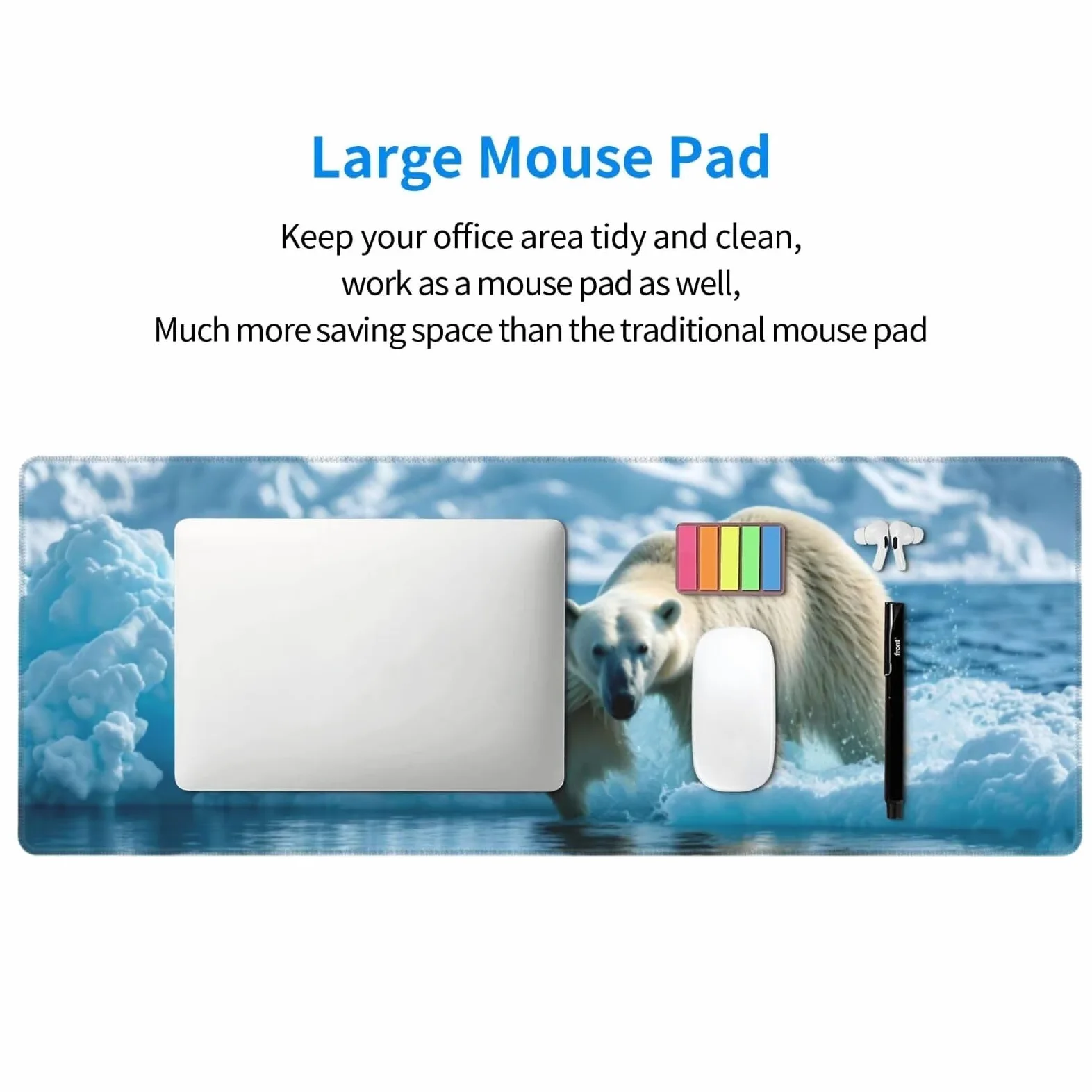Tappetino Mouse, Tappetino Mouse Gaming Grande XXL 1500x800x3mm Tappetino Scrivania Mouse Pad, Base in Gomma Antiscivolo, Bordi Cuciti,Lavabile, Mousepad per Ufficio e Gaming (Orso polare) R-36