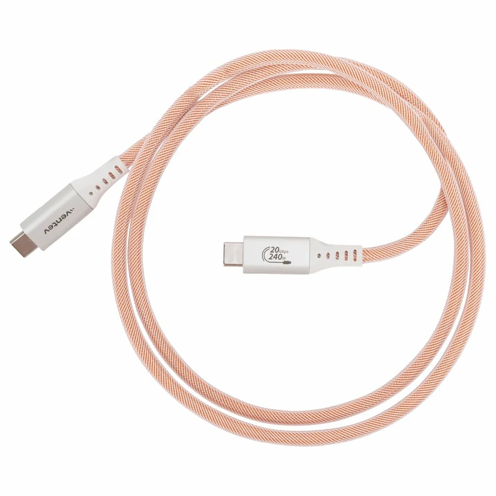 Ventev ULTRAFAST Duo USB-C a USB-C 2-in-1 ad alta velocità e trasferimento dati ultra resistente cavo da 0,9 m