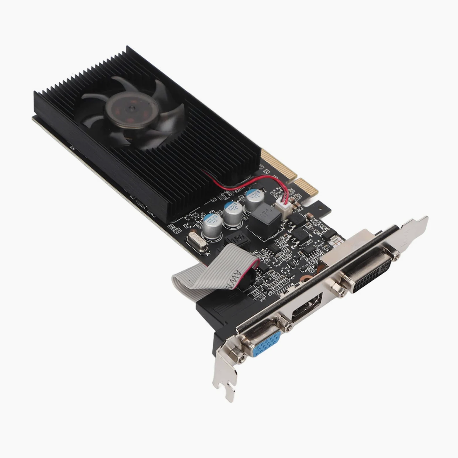 Scheda Grafica DDR3 GT610 da 2 GB, Scheda Grafica a Basso Profilo a 64 Bit 1000 MHz, Scheda Grafica per Computer con Scheda Video 2K con HDML/VGA/DVI, PLUA E Play