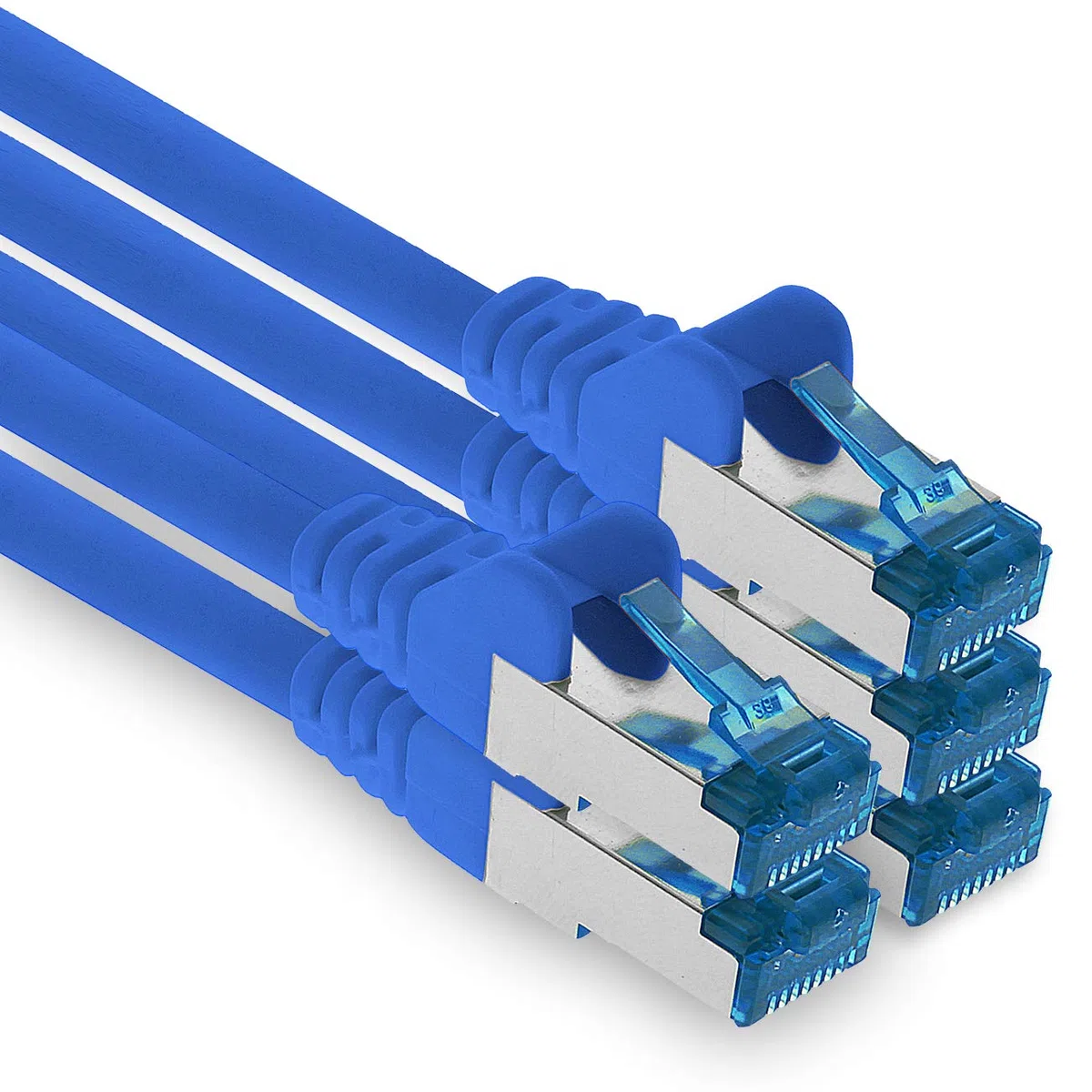 1aTTack.de 1m - CAT.6 - Cavo di rete LAN Ethernet Gigabit RJ45 CAT 6 Cavo patch A 10000 Mbit s Sftp Pimf 500 MHz compatibile con CAT5 CAT6 CAT7 Cat8 blu - 5 pezzi