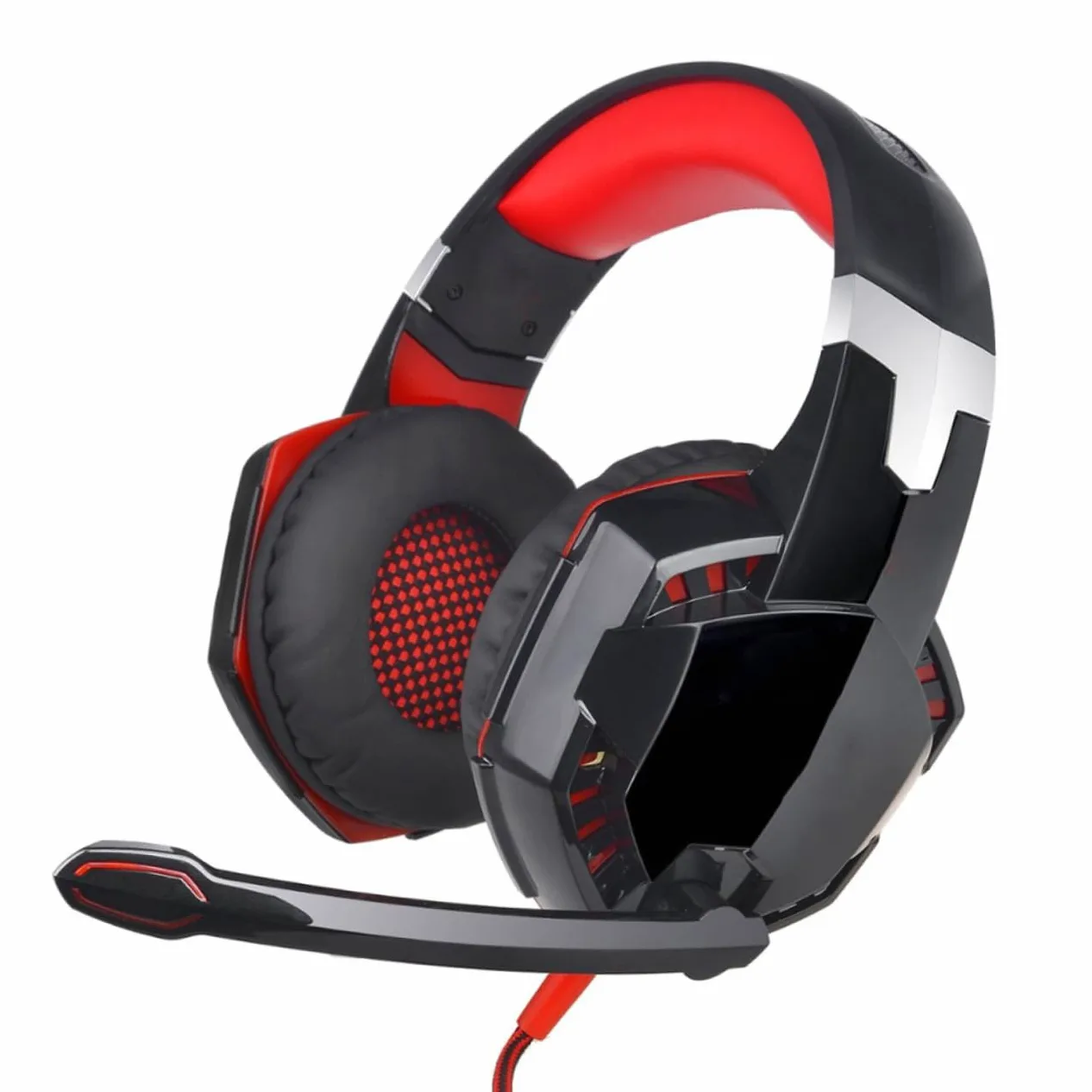 Gadpiparty Cuffie da Gioco con Luce LED Bassi Profondi Stereo Suono Surround Microfono Cuffie Over-ear per Computer e PC Rosse Driver Magnetico al Neodimio da Isolamento dal Rumore