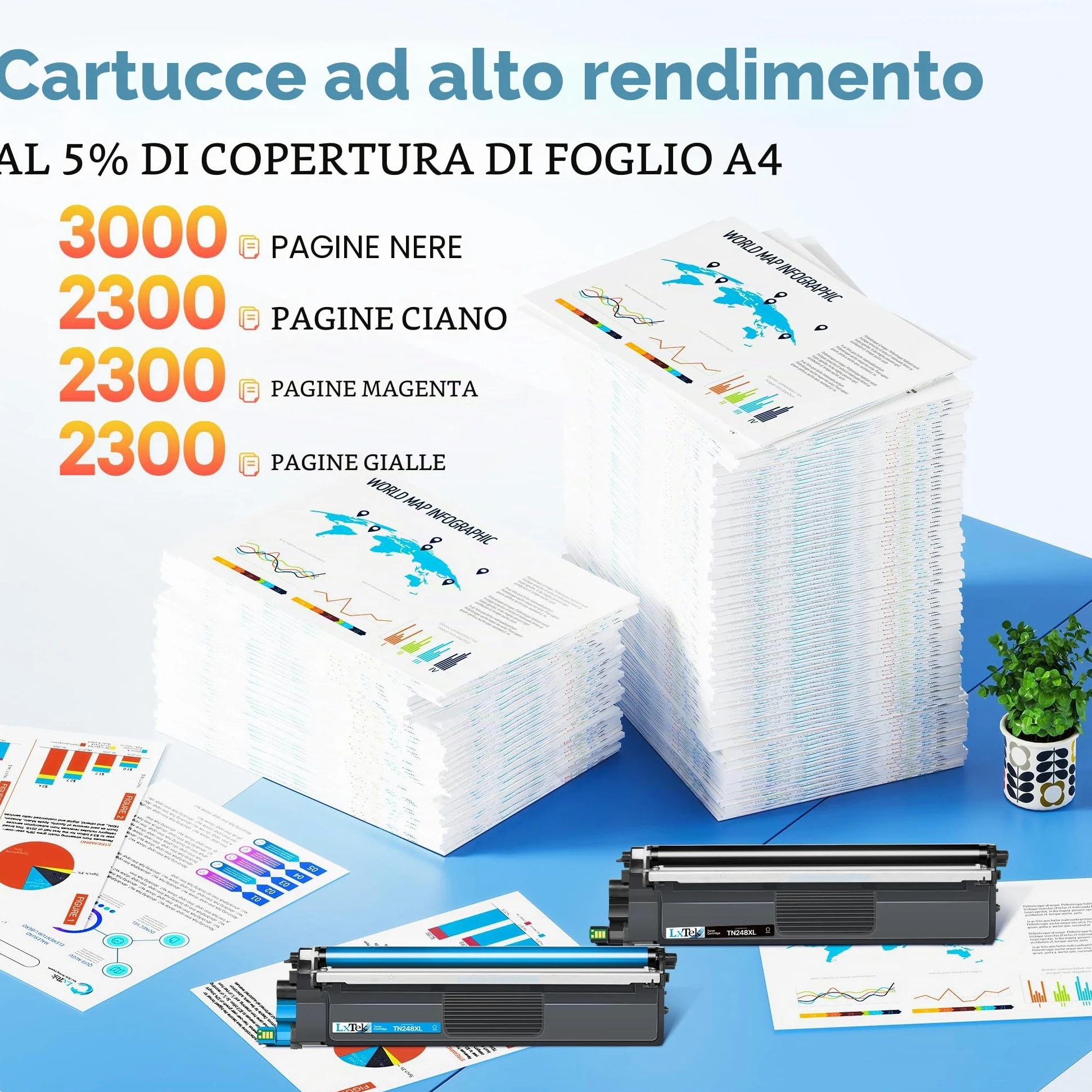 LxTek Compatibili Toner per Brother TN248XL per Brother MFC-L3740CDW 5-Pack | Compatibile per toner tn248, toner brother mfc l3740cdw, dcp-l3560cdw, mfc l3740cdwe, l3760cdw, dcp-l3520cdw, hl-l3240cdw