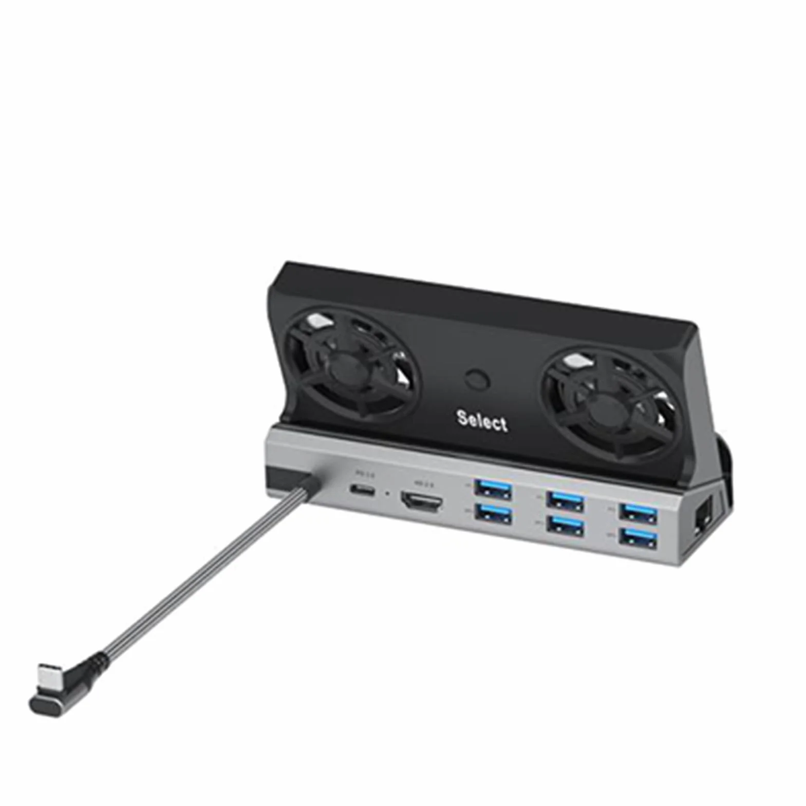 Dock Hub USB C 9 in 1 con Doppia Ventola 4K 60Hz PD3.0 per Console di Gioco Steam Deck ROG Ally