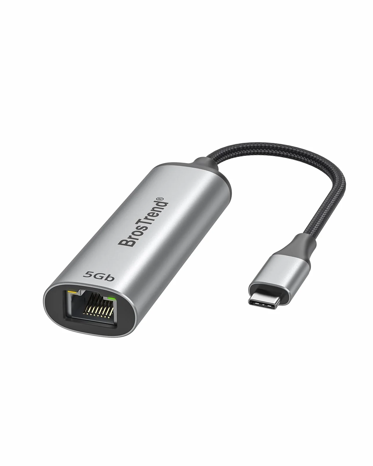 BrosTrend 5Gb Adattatore Ethernet USB C Plug & Play, Alluminio Adattatore di Rete Ethernet LAN per PC MacBook Pro/Air, iPad (Thunderbolt 5/4/3), Compatibile con Windows, MacOS iOS etc. Garanzia a Vita