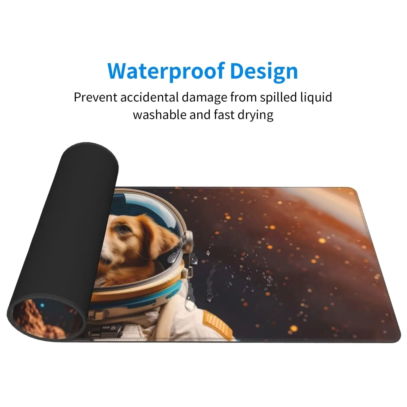 Tappetino Mouse, Tappetino Mouse Gaming Grande XXL 1500x800x3mm Tappetino Scrivania Mouse Pad, Base in Gomma Antiscivolo, Bordi Cuciti,Lavabile, Mousepad per Ufficio e Gaming (Space Dog) R-736