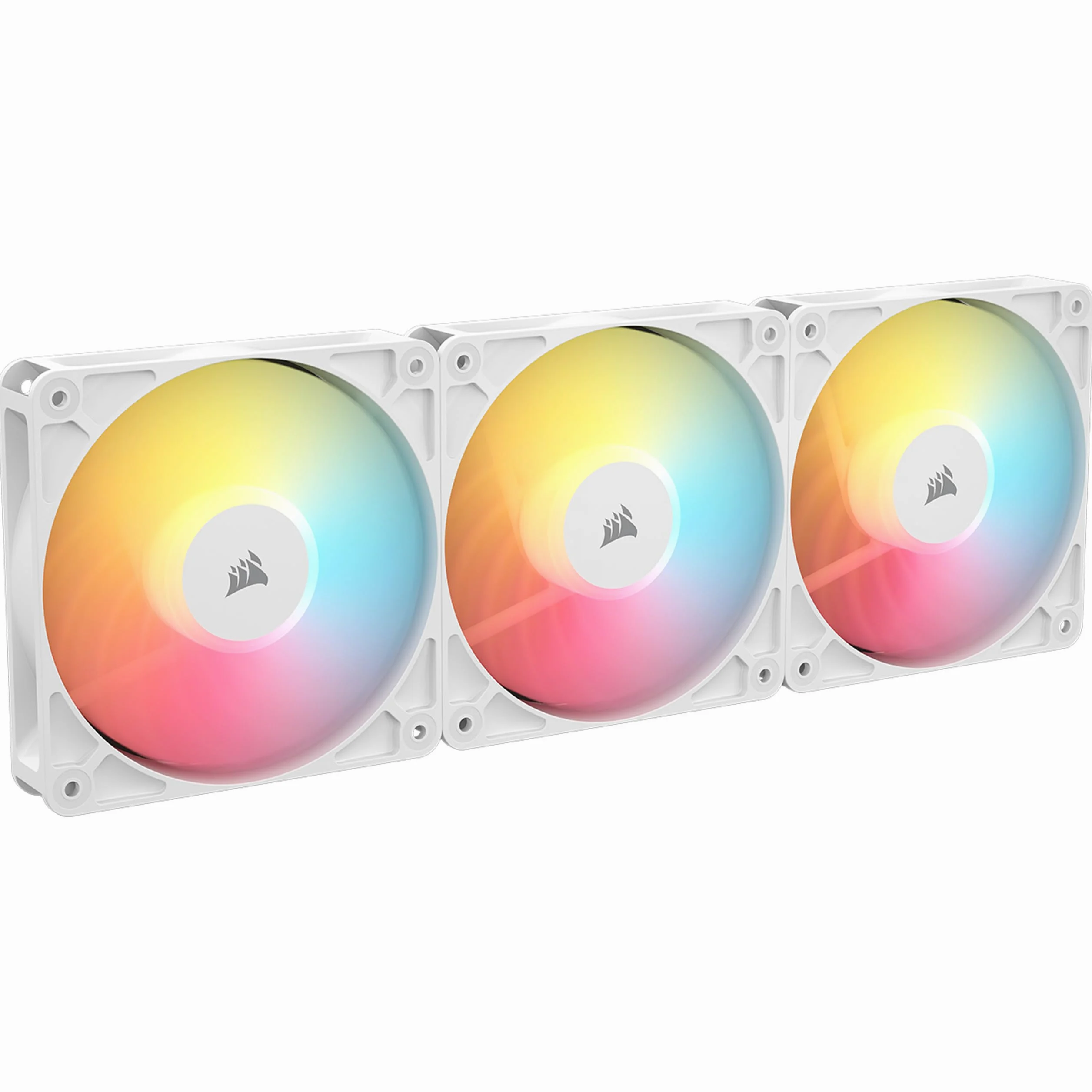 CORSAIR RS120-R Ventole ARGB PWM 120mm Inverse Flow – 3 Pezzi – 8 LED RGB, Connessioni ARGB a +5V, Alta Pressione Statica, Daisy-Chain, Cuscinetto Magnetico, Modalità Zero RPM – Bianco