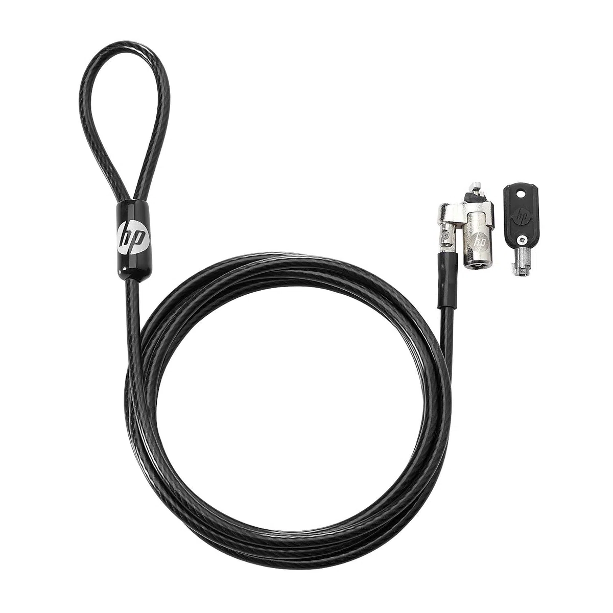 HP Keyed Cable Lock 10 mm - cable locks (Round key, Galvanized steel, 1.83 m, 4.5 mm, Black, 2 keys)