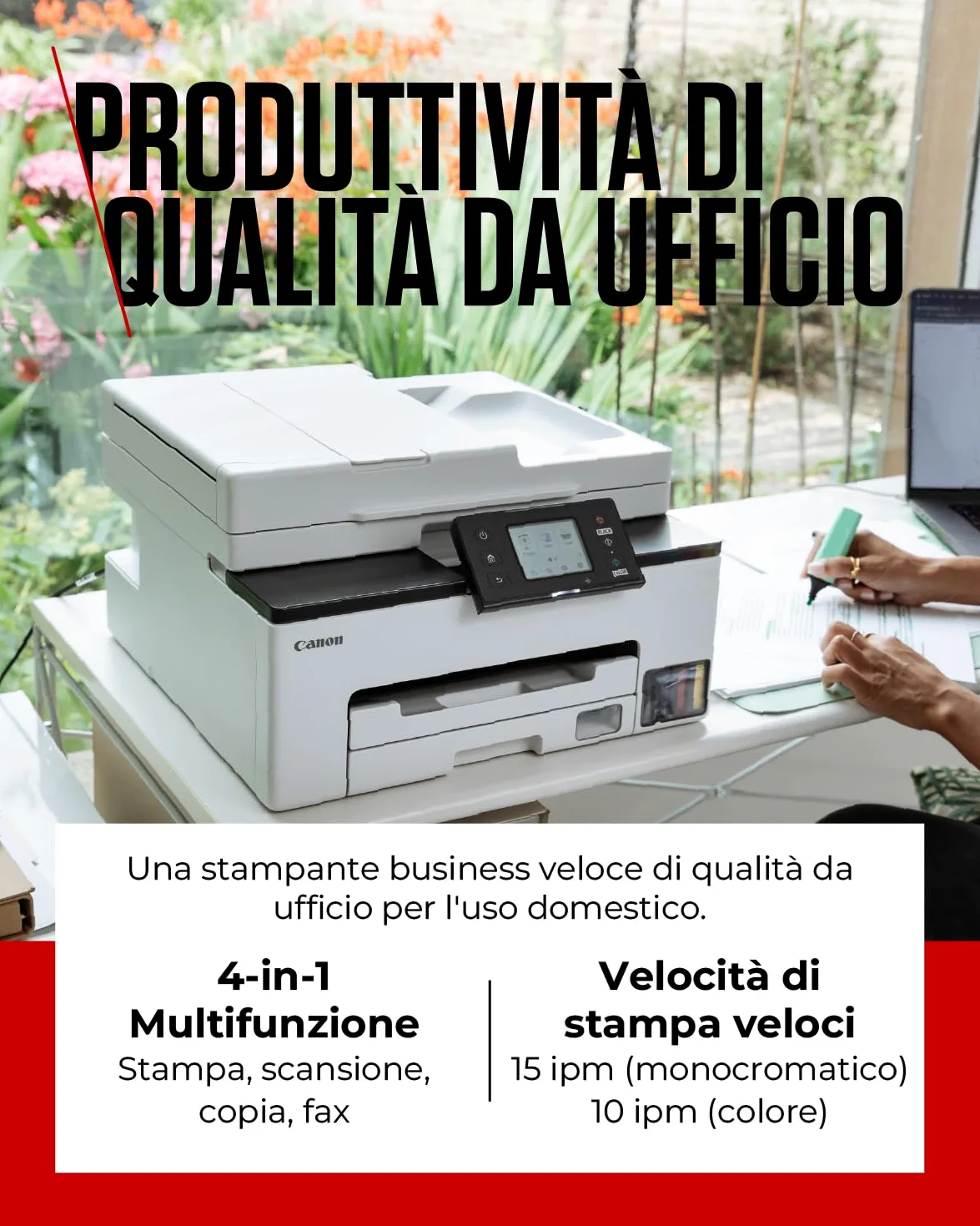 Canon Stampante WiFi per Casa e Ufficio MAXIFY GX2050 - Stampante Multifunzione MegaTank con Scanner, Fax e Fotocopiatrice per Casa | Connettività WiFi, Ethernet e USB