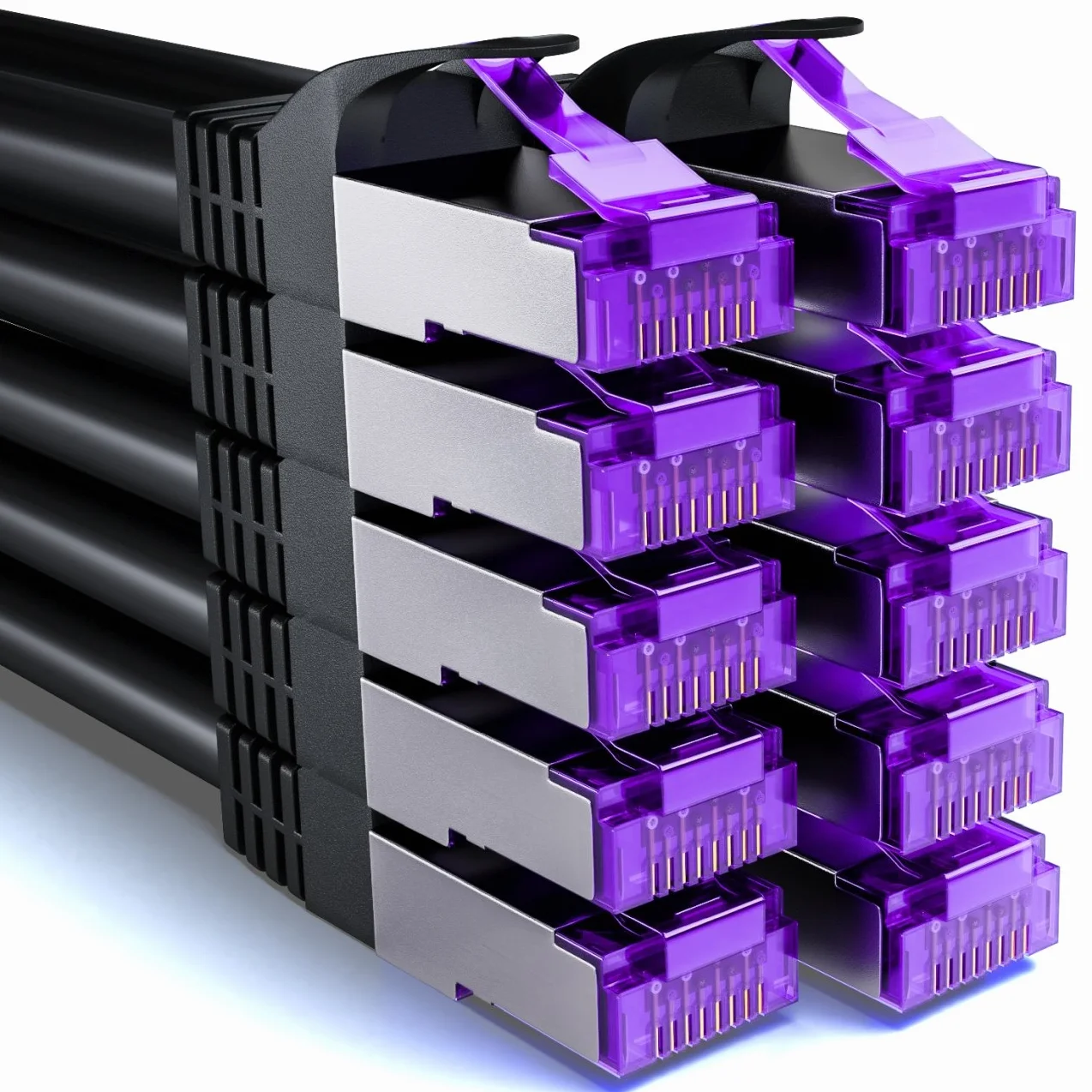 deleyCON 10x 0,25m Cavo Rete CAT7-10 Gigabit - Cavo Patch RJ45 Corto 25cm Ethernet (Rame, Schermatura S/FTP PiMF) - LAN DSL Switch Modem Router Patchpanel CAT7 CAT6 CAT5 - Nero
