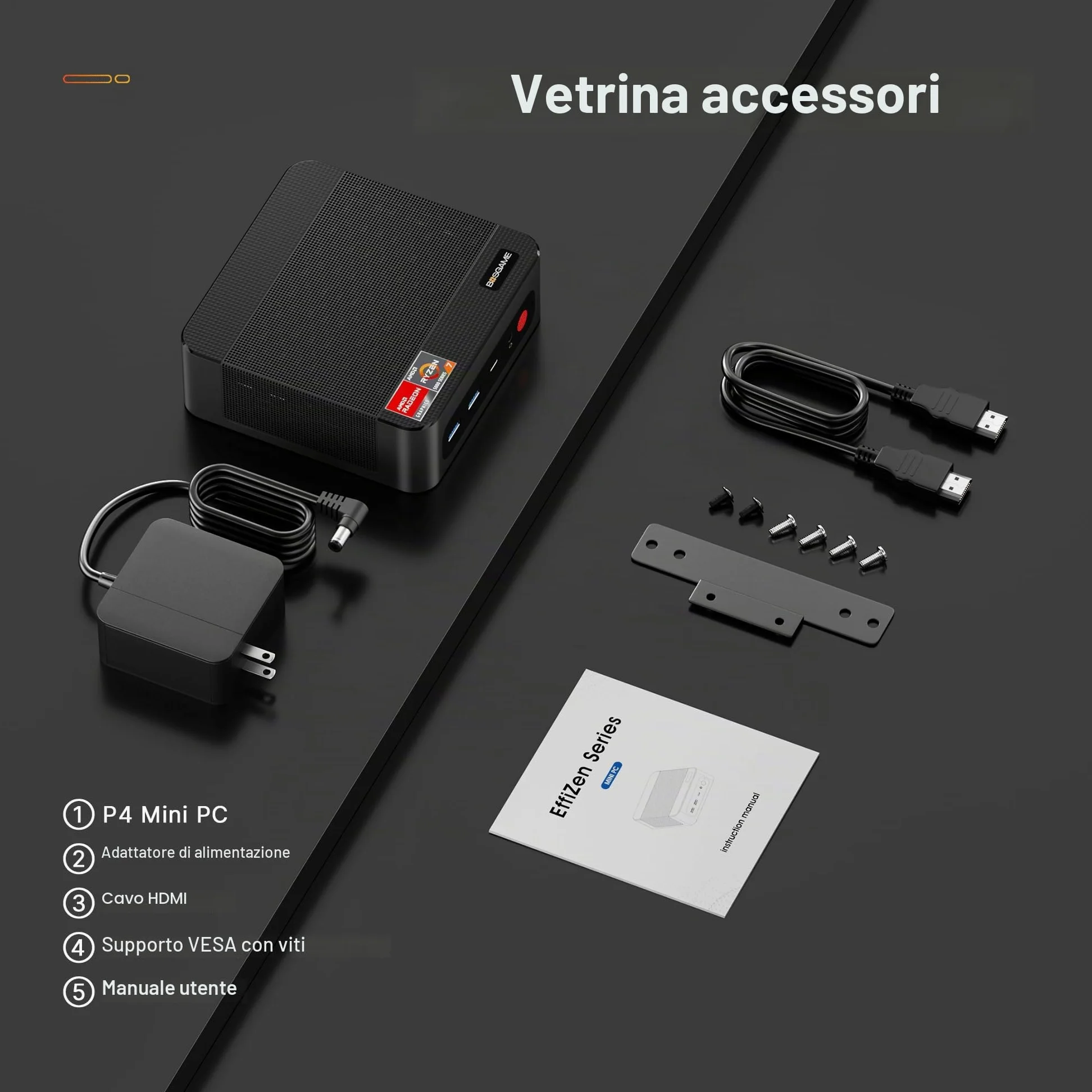 BOSGAME P4 Plus Dual 2.5G LAN Mini PC da gioco, processore Ryzen 7 5825U (fino a 4,5 GHz), Windows 11 Pro Mini Computer da 16 GB DDR4 RAM, SSD da 512 GB PCIe 3.0, Mini PC da gioco