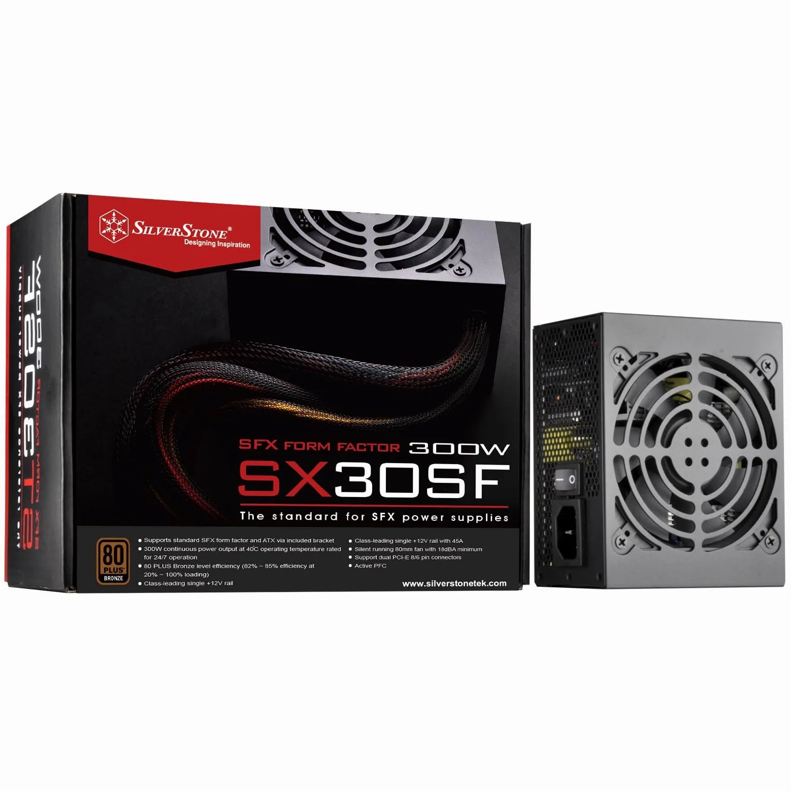 SilverStone SST-ST30SF v 2.0 - Alimentatore per PC SFX Series, 300W 80 Plus Bronze PC Power Supply, Low Noise 92mm
