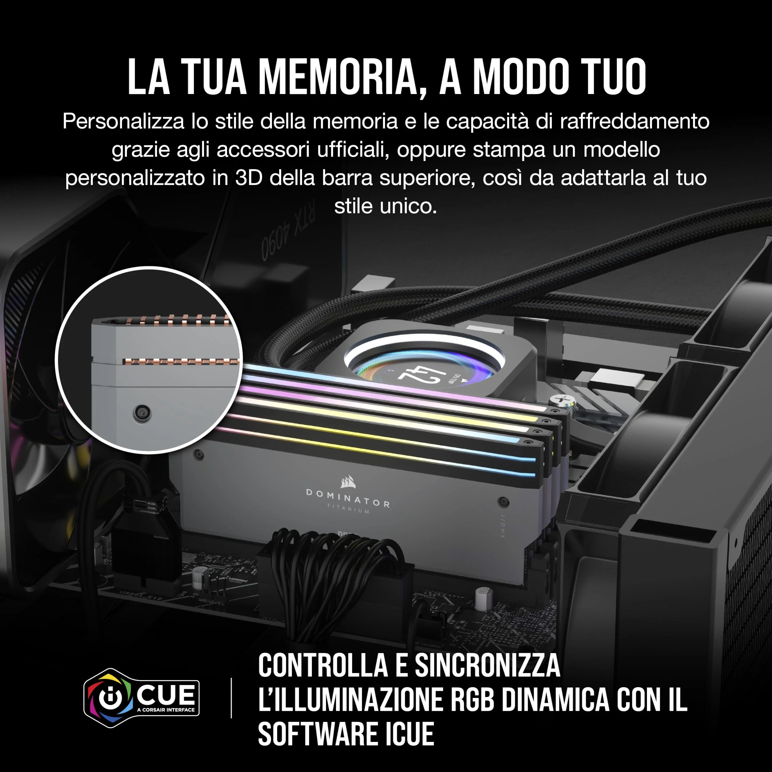 CORSAIR DOMINATOR TITANIUM RGB DDR5 32GB (2x16GB) DDR5 6000MHz CL30 AMD EXPO Intel XMP iCUE Memoria Compatibile per Computer - Grigio (CMP32GX5M2B6000Z30)