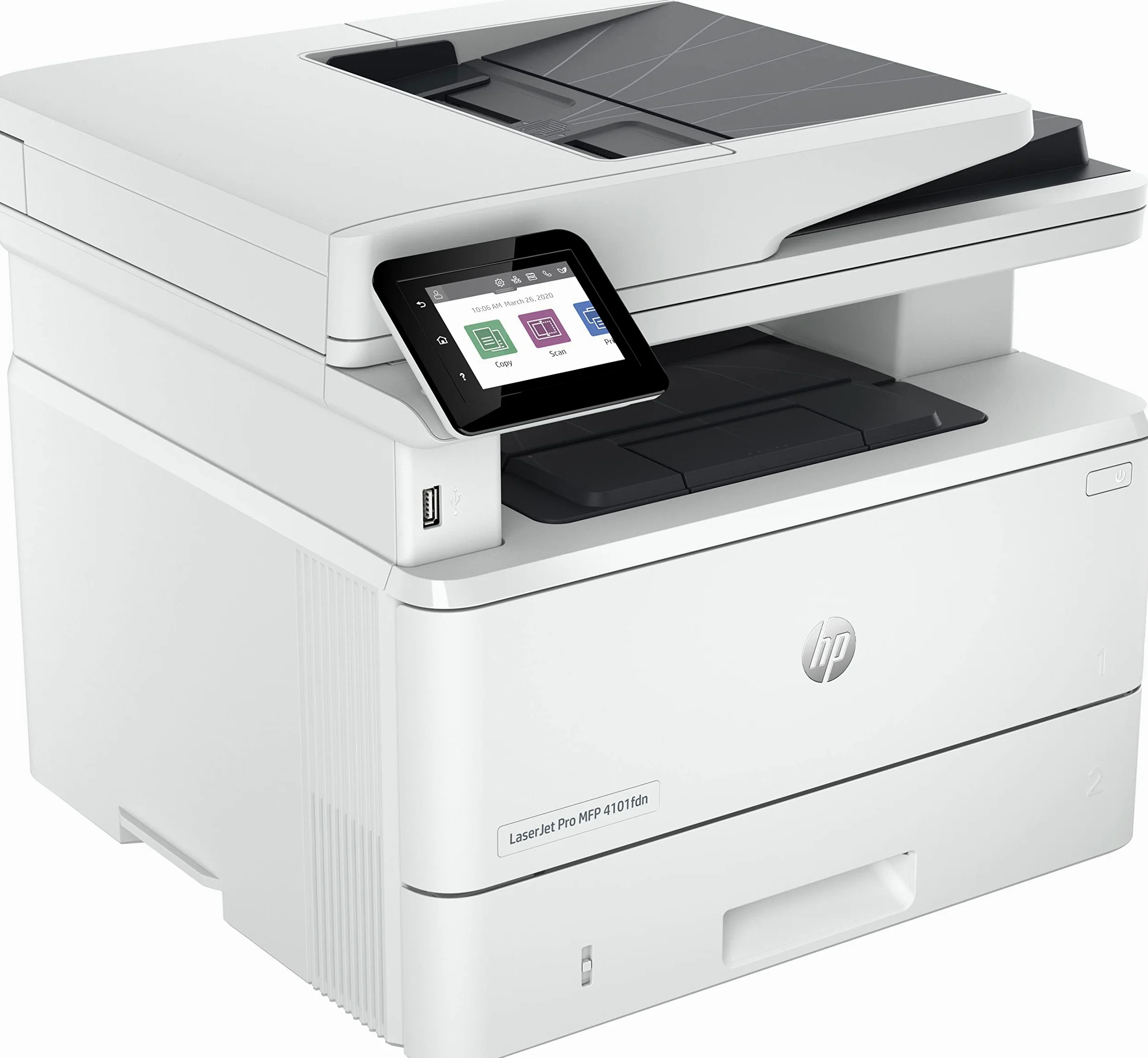 HP LaserJet Pro MFP 4102dwe 2Z622E, Stampante Multifunzione A4, Stampa Fronte e Retro Automatico in b/n, 42 ppm, USB Host, Wi-Fi, Ethernet, ADF, Smart, Bianca