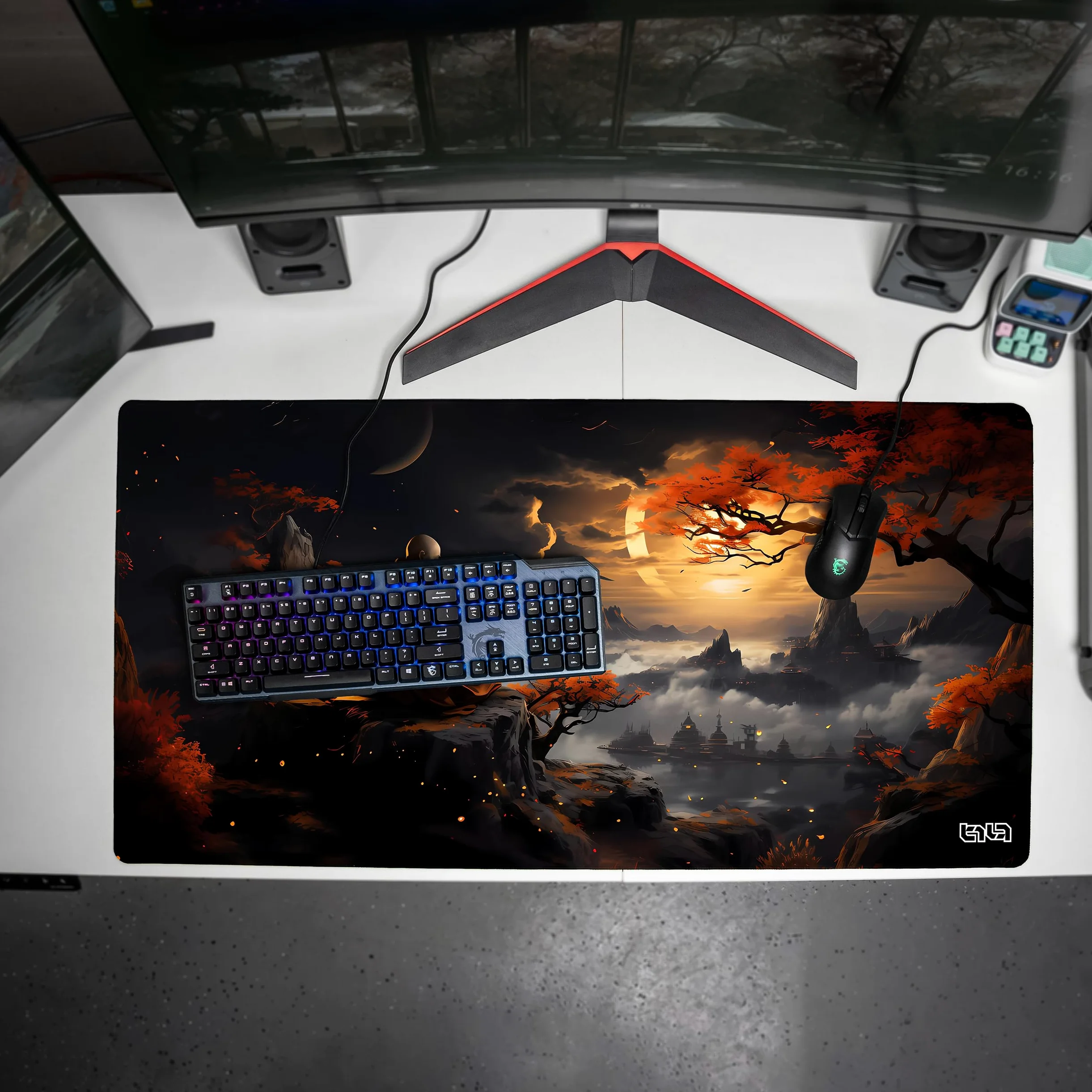 Tilt Tappetino Mouse XXL 100x50 cm | Antiscivolo Sottomano Scrivania | Impermeabile Tappetino Mouse Gaming | Accessori Scrivania Ufficio e PC | Tappetino Scrivania Grande (Monk's Zen)