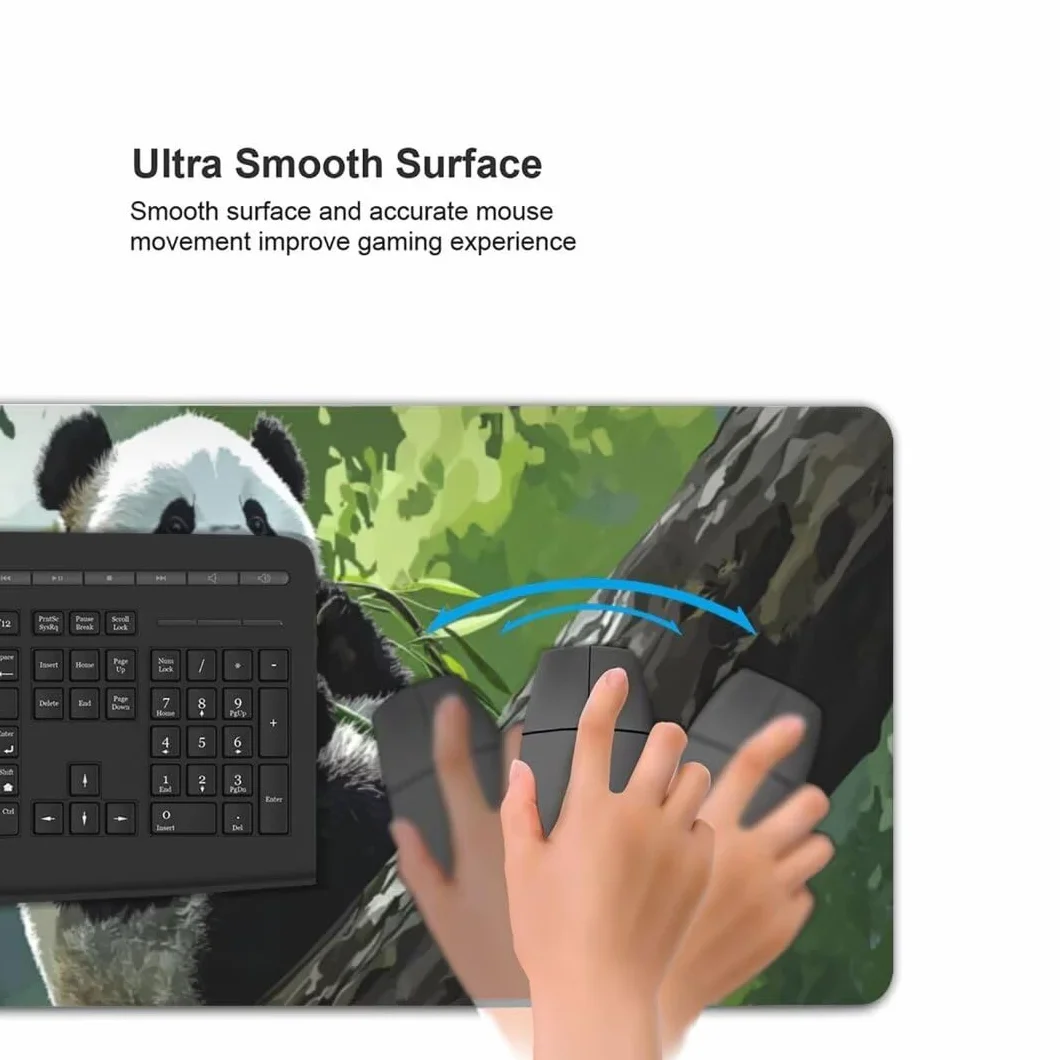 Tappetino Mouse XXL 1400x600x3mm Tappetino Mouse Foresta Panda Gigante Impermeabile Tappetino Mouse Pad XXL Tappetino Scrivania, Base Antiscivolo Migliora Precisione e Velocità per Desktop/Ufficio