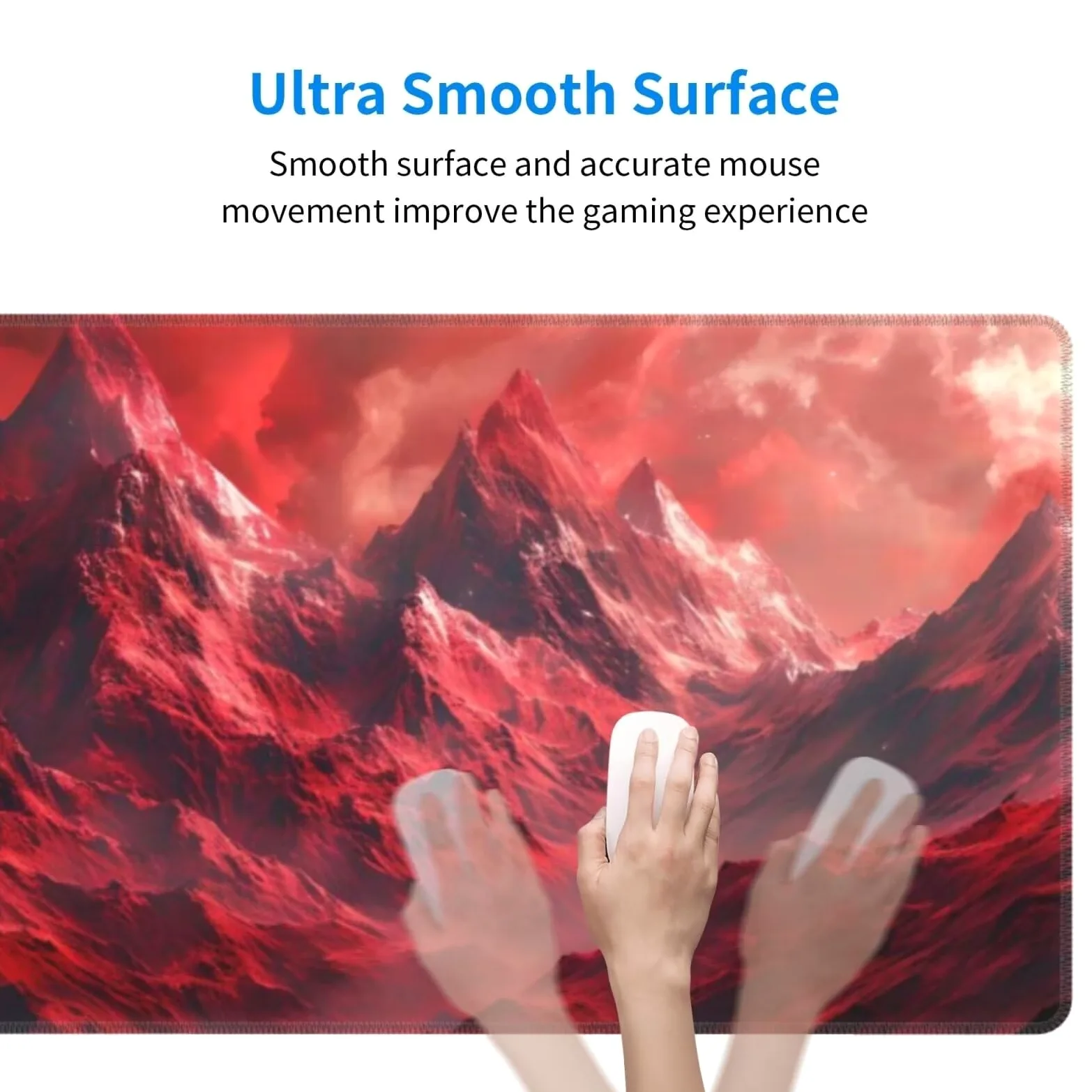 Tappetino Mouse, Tappetino Mouse Gaming Grande XXL 1500x800x3mm Tappetino Scrivania Mouse Pad, Base in Gomma Antiscivolo, Bordi Cuciti,Lavabile, Mousepad per Ufficio e Gaming (Le Montagne Rosse) R-302