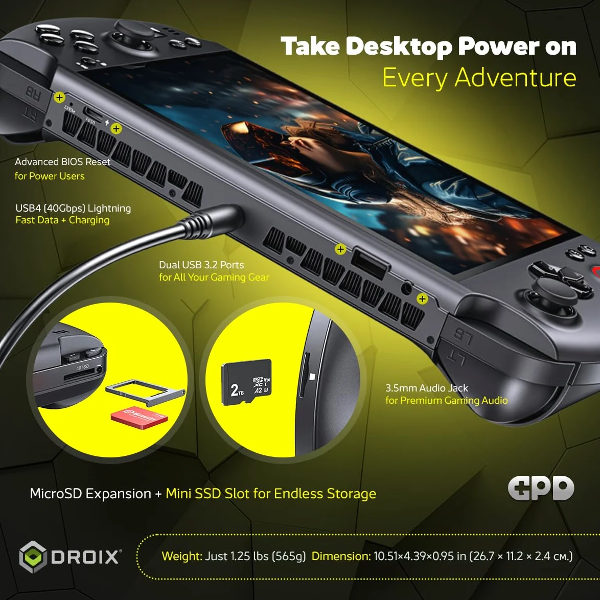 GPD WIN 5 PC portatile da gioco | AMD Ryzen AI Max+ Ryzen 395 | 32GB LPDDR5X RAM, 2TB SSD | Scheda grafica Radeon 8060S | PC portatile per giochi AAA ed emulazione