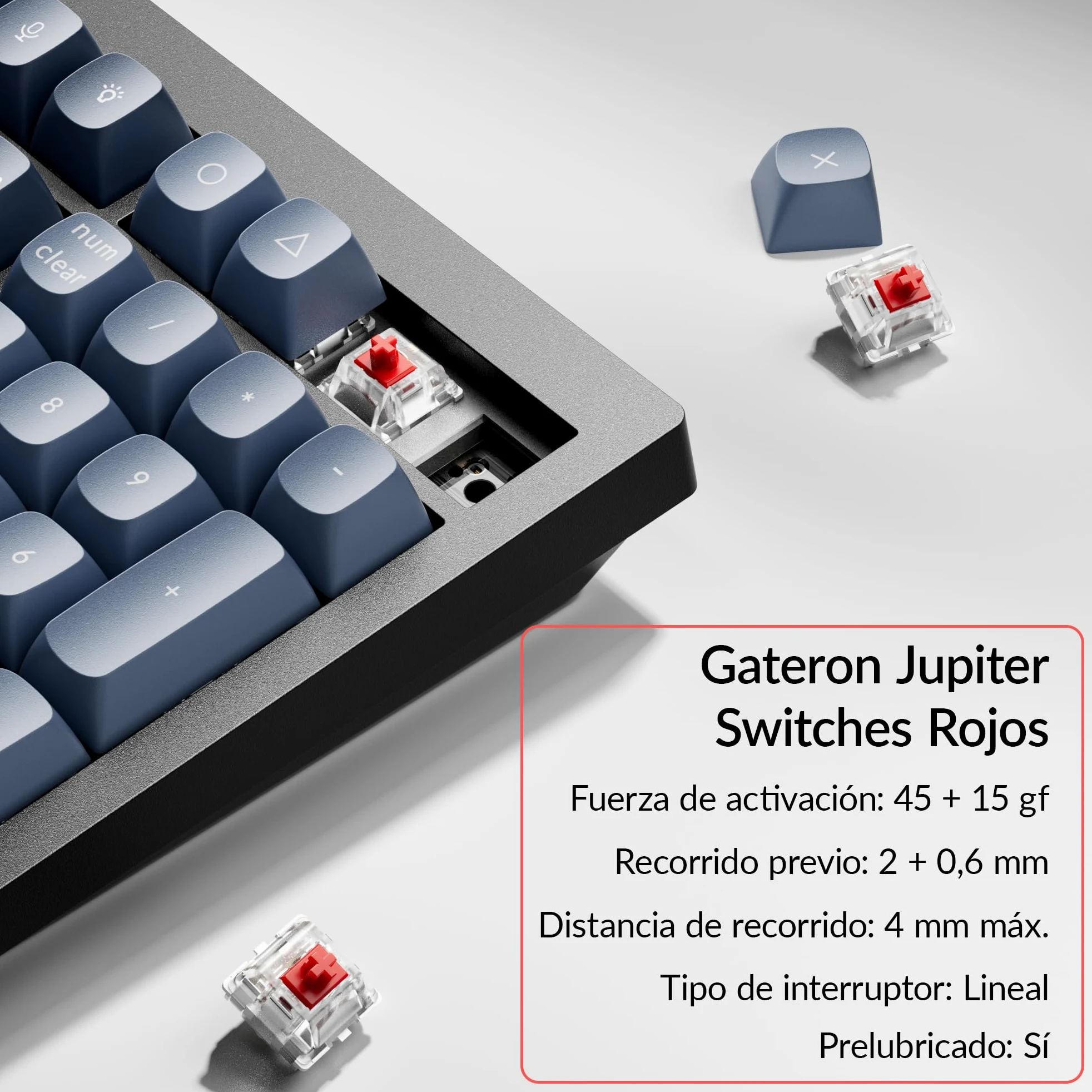 Keychron V6 MAX Tastiera meccanica da gaming wireless, 2,4 GHz/Bluetooth/cavo, layout QWERTY spagnolo, programmabile QMK, compatibile con Mac, Windows e Linux, Interruttori Gateron Jupiter rossi