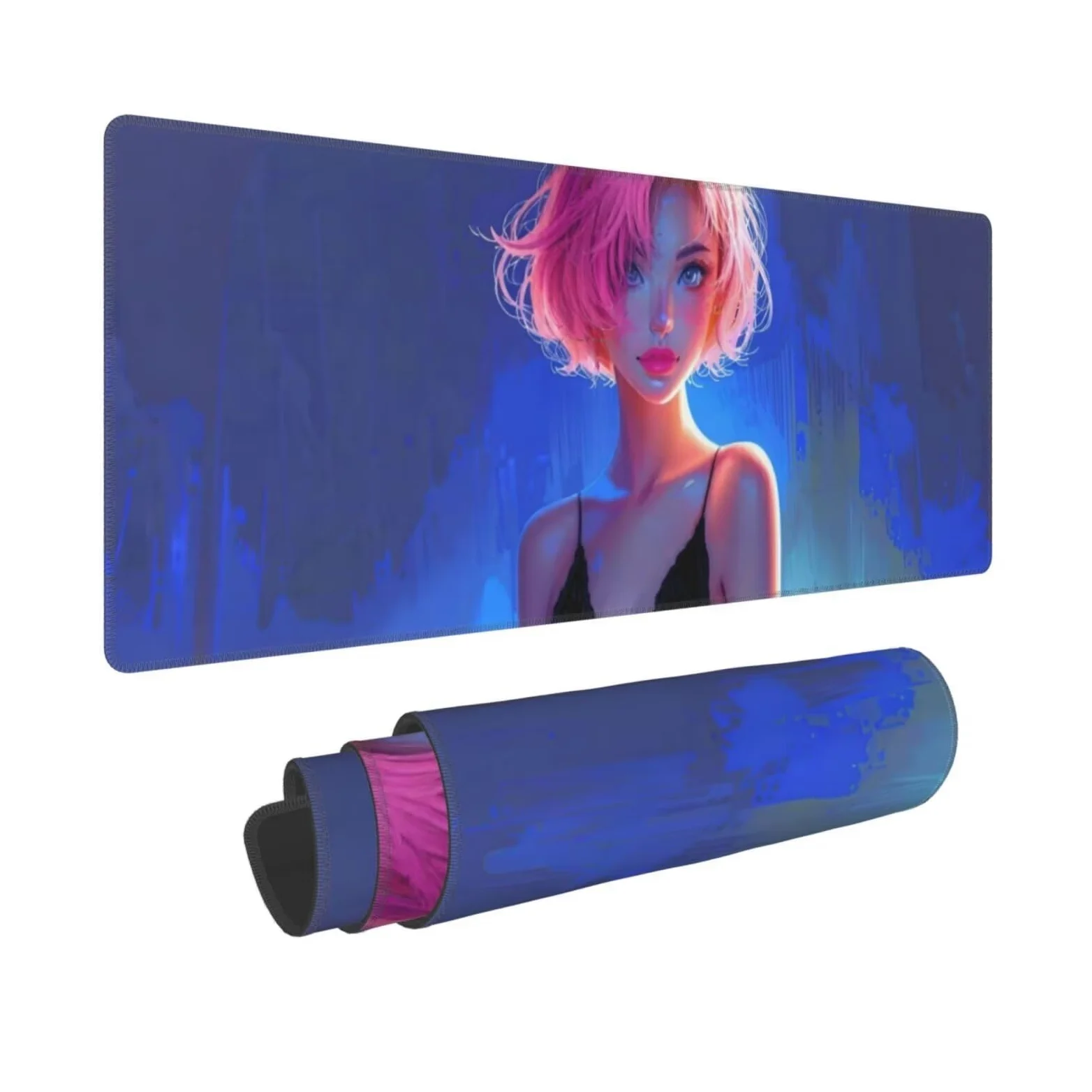 Tappetino Mouse, Tappetino Mouse Gaming Grande XXL 1500x800x3mm Tappetino Scrivania Mouse Pad, Base in Gomma Antiscivolo, Bordi Cuciti,Lavabile, Mousepad per Ufficio e Gaming (Ragazza sexy) R-694