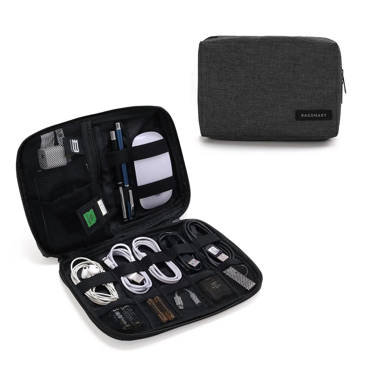 Bagsmart, portaoggetti organizzatore per cavi elettrici, chiavette USB e schede di memoria