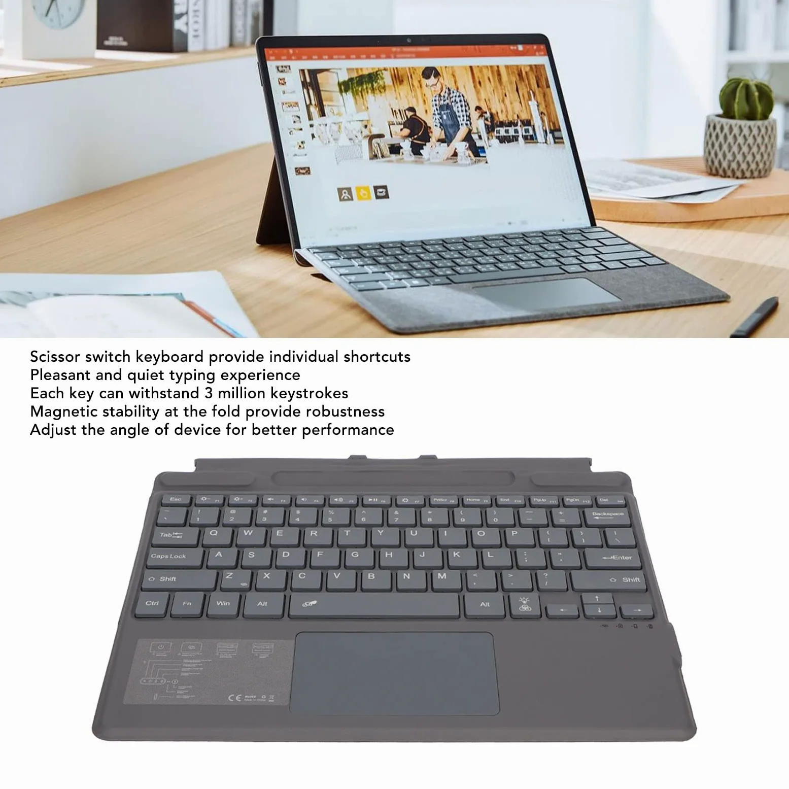 Tastiera Wireless Ultra Slim Notebook, connettività Bluetooth, con Trackpad di Grandi Dimensioni, Retroilluminazione Colorata, Adatto per Pro 8 X, Fino a 10 M di Distanza