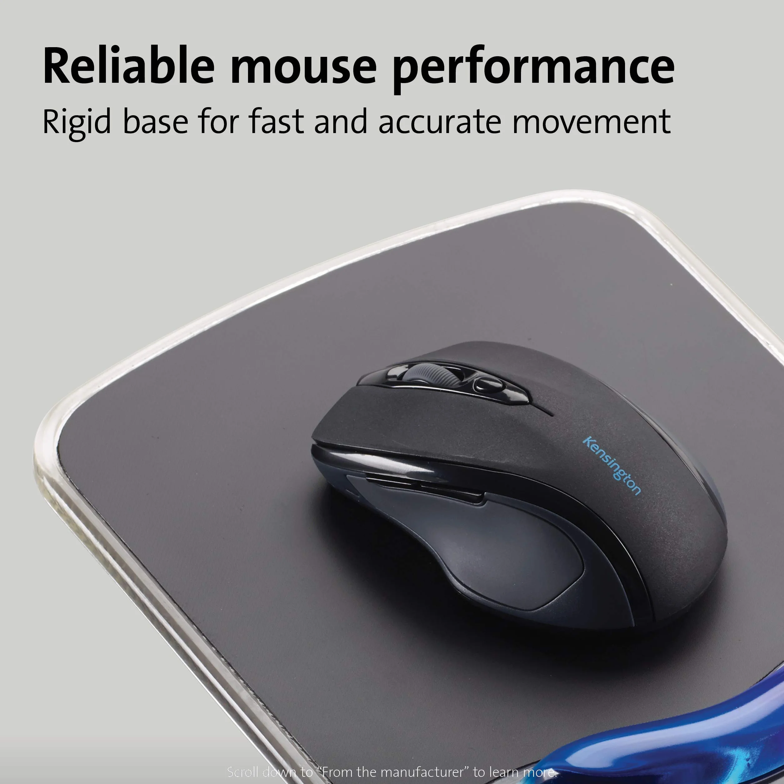 Kensington 62401 Mouse Pad con Poggiapolsi, Poggiapolsi Duo Gel Ergonomico per Computer/Laptop con Mouse Laser E Ottici, Tappetino Antiscivolo con Cuscinetto In Gel, Blu