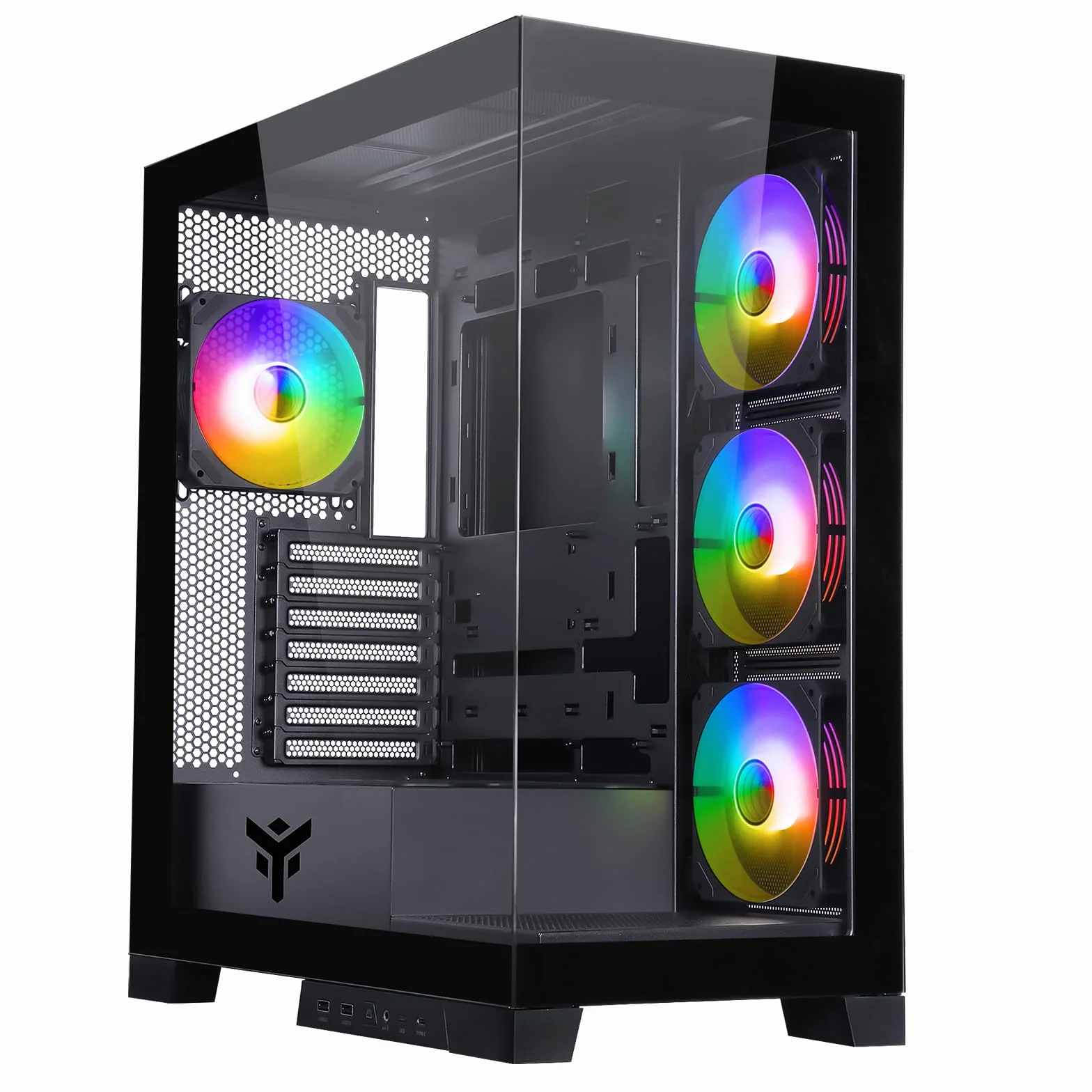 Itek Case SHOWBUI 45B - Gaming Tower, ATX, 4x12cm ARGB fan, 2xUSB3, Type-C, Side & Front Panel Temp Glass