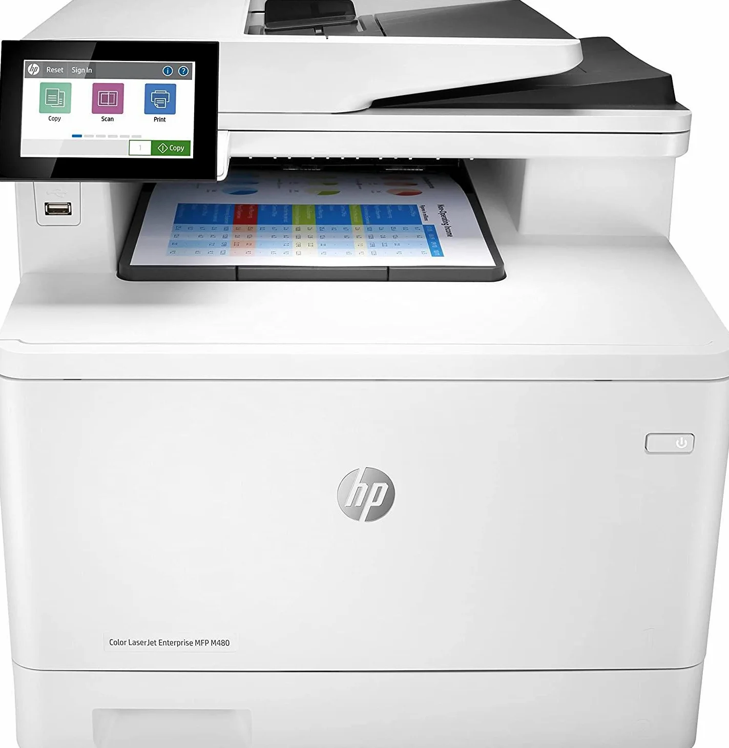 HP Color LaserJet Enterprise M480f 3QA55A, Stampante Multifunzione A4, Stampa Fronte e Retro Automatico a colori, 27 ppm, Copia, Scansiona, Fax, ADF, Ethernet, USB, HP Smart, Schermo Touch LDC, Bianca