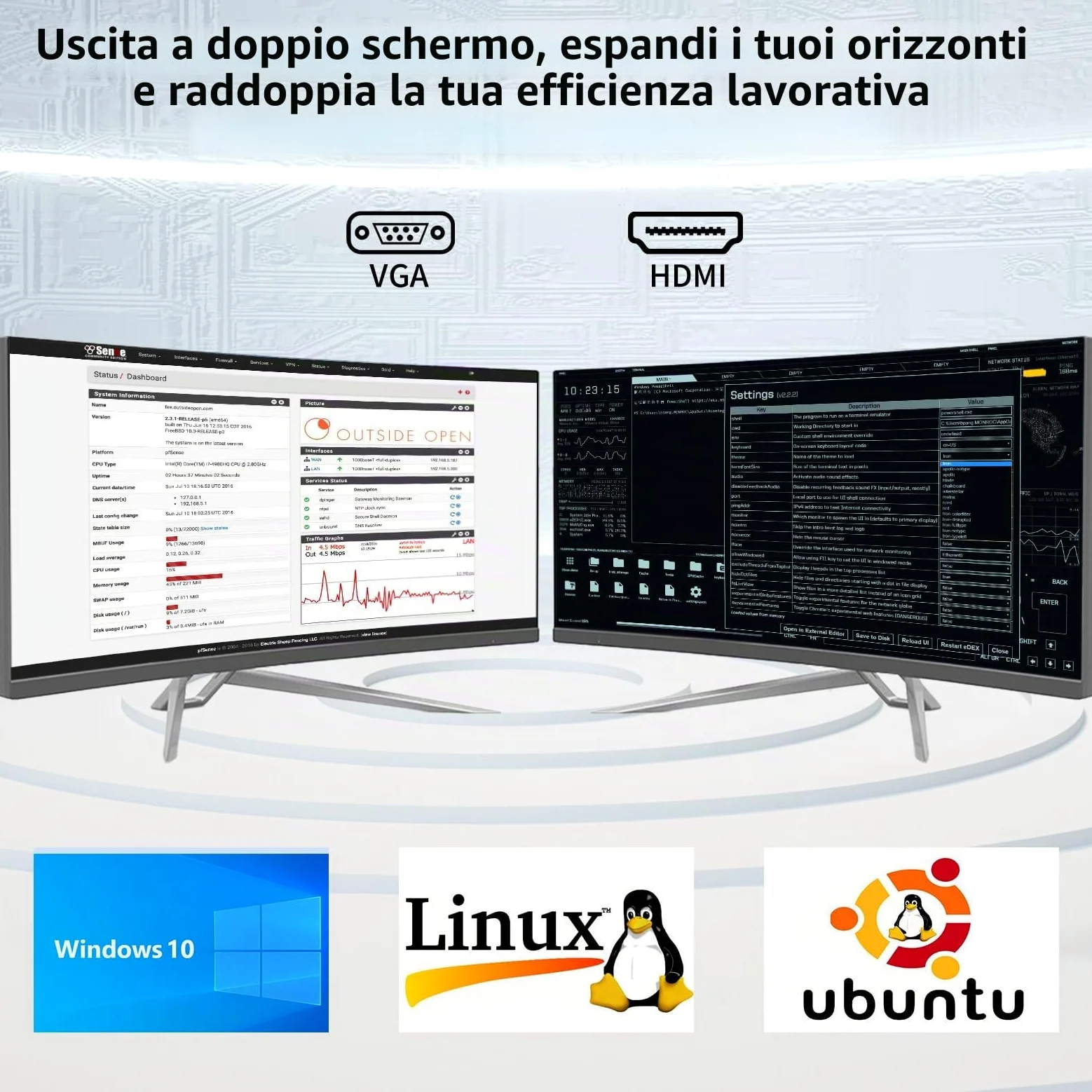 Mini PC Industriale, Computer Desktop Senza Ventola Core i7-5500U 2,4-3,0GHz, Windows 10 Pro, 16G RAM, 512G SSD, Doppia LAN, 6xCOM RS232, Modulo 4G, Porte HDMI/VGA, Accensione Automatica