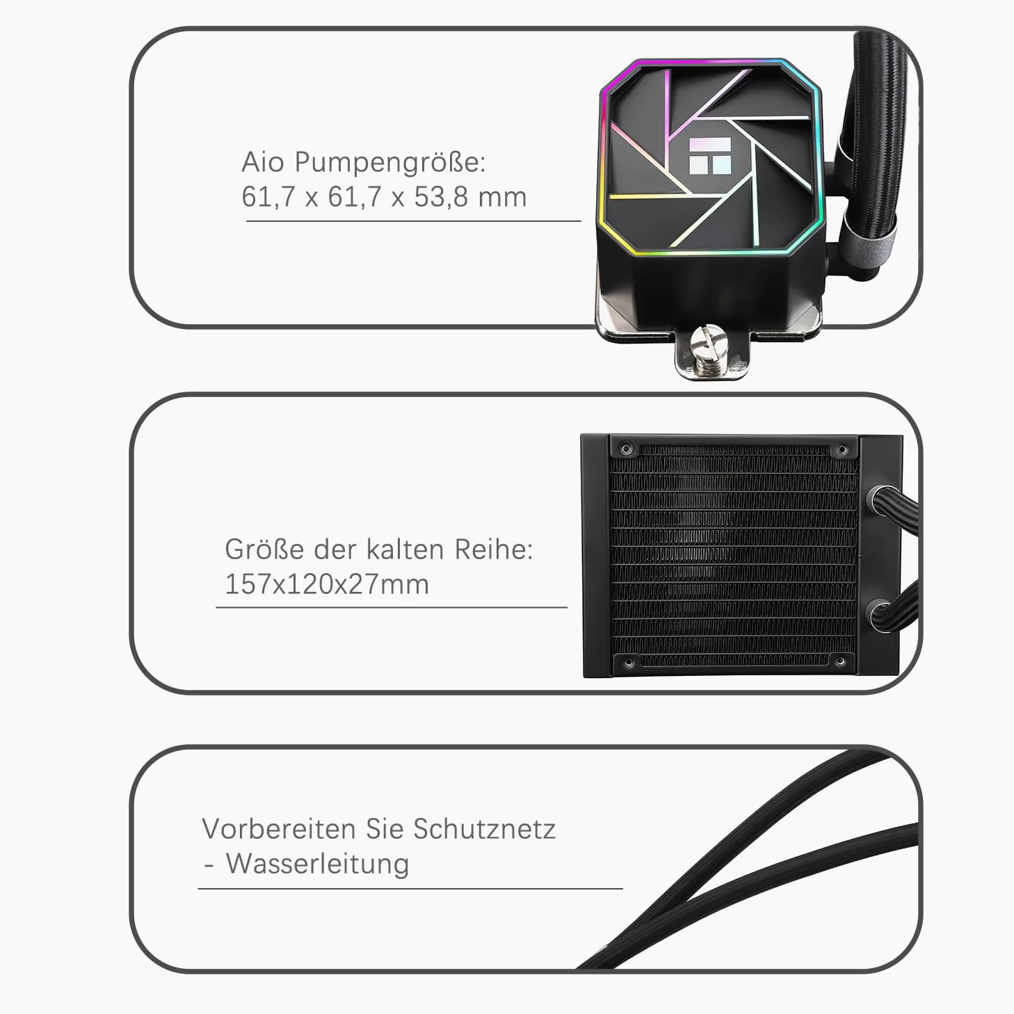 TR-Thermalright Aqua Elite 120 V3 CPU, raffreddamento ad acqua completo, 120, specifiche AIO PC, ventola di raffreddamento ARGB da 120 mm, facile installazione, compatibile con AM5/AM4, LGA1851/1700