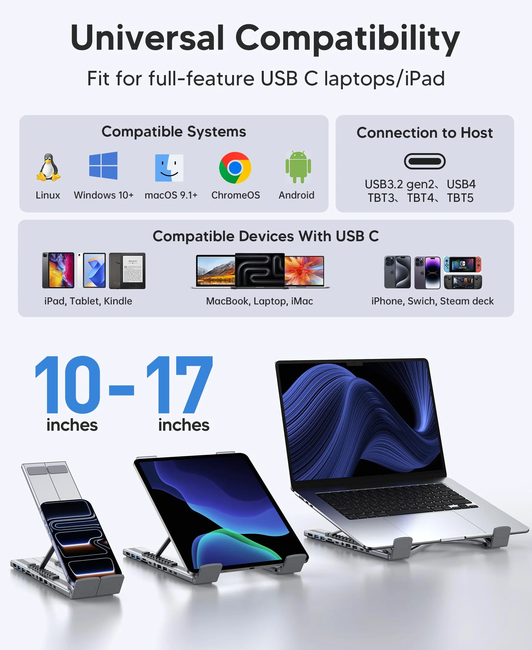 Mukiya Docking station per computer portatile, 11 in 1, supporto per laptop con HDMI 4K | HDMI 4K@60Hz, 2 USB A 3.0, 2 USB A 2.0, PD 100W, USB C 3.0+SD & TF+Audio Compatibile con Mac Pro/Air/Dell/HP/Surface/Lenovo