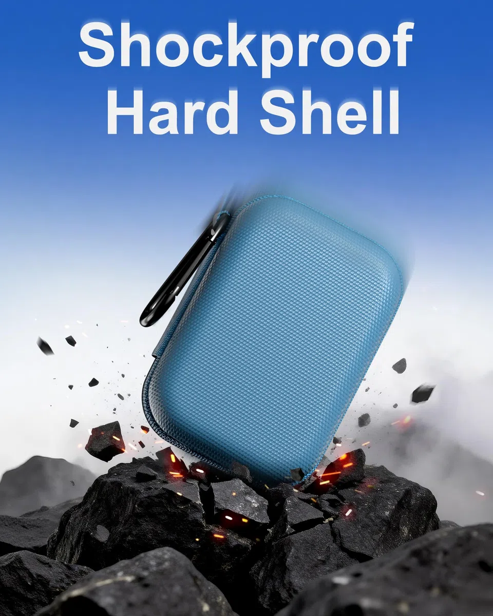 ProCase Custodia Rigida per SSD Esterno Crucial X10/X9/X10 Pro/X9 Pro - Borsa Portatile per Unità Stato Solido 1TB-8TB, Shockproof, Organizer per Cavi e Accessori, Blu