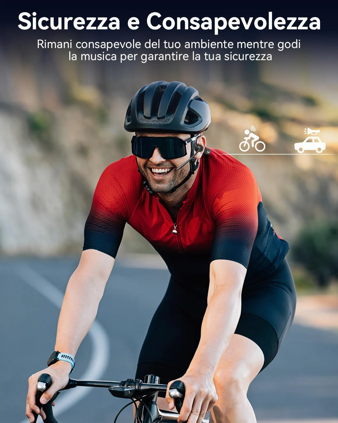 Cuffie Bluetooth con Microfono,Auricolari Bluetooth Cuffie a conduzione aerea,Open-ear Cuffie Wireless Microfono Antirumore,Cuffie aperte per Camionisti, Riunioni, Ufficio, Casa e Affar
