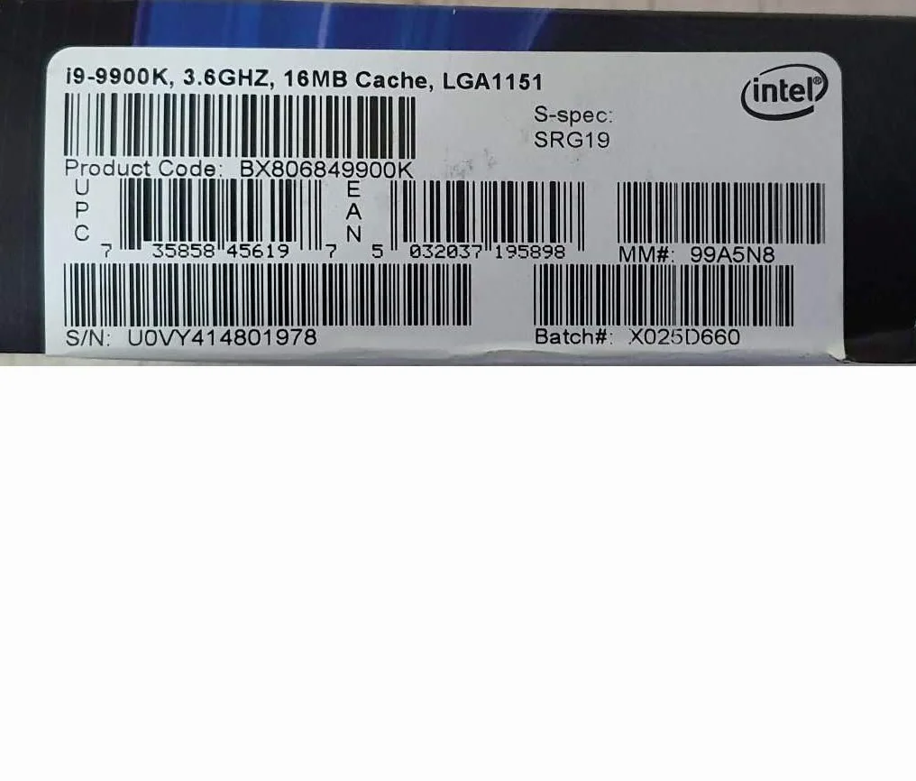 Intel Core i9-9900K processore Octa Core 3,6 GHz Scatola 16 MB Cache intelligente, Socket LGA1151
