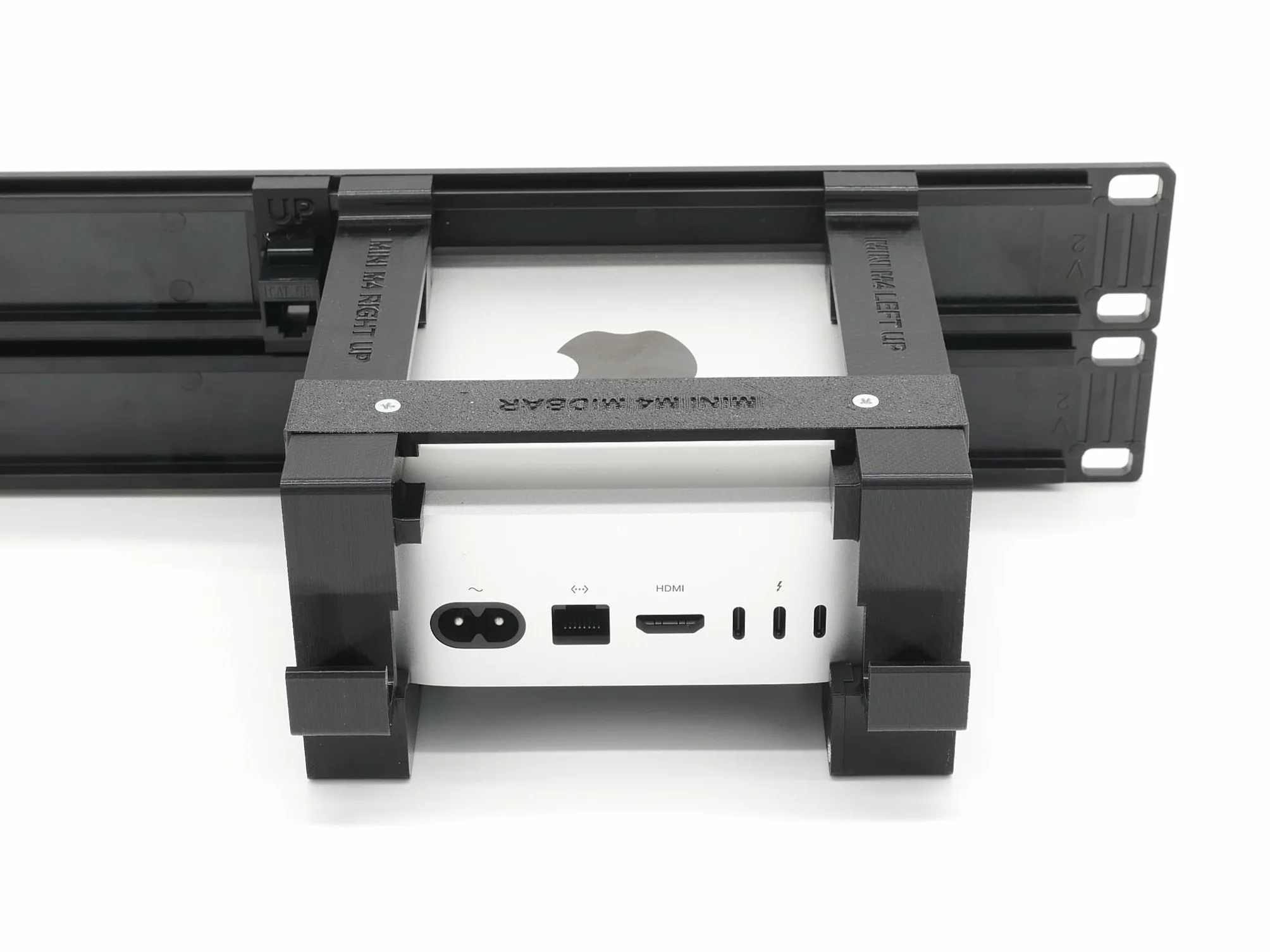 Rack Mount for 1 Apple mac Mini M4 -Remote on/off Button -1 ethernet Keyst.