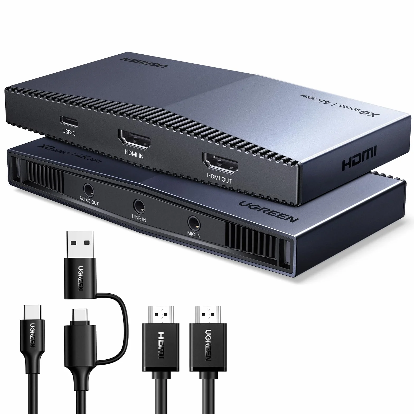 UGREEN Carta di Acquisizione Video HDMI 4K 30Hz USB-C 3.2, Registrazione e Streaming 4K 60Hz, Uscita Loop, Compatibile con PS5/4 Pro, Xbox Series X/S/One, Switch 2, MacBook, PC, iPad, Fotocamera