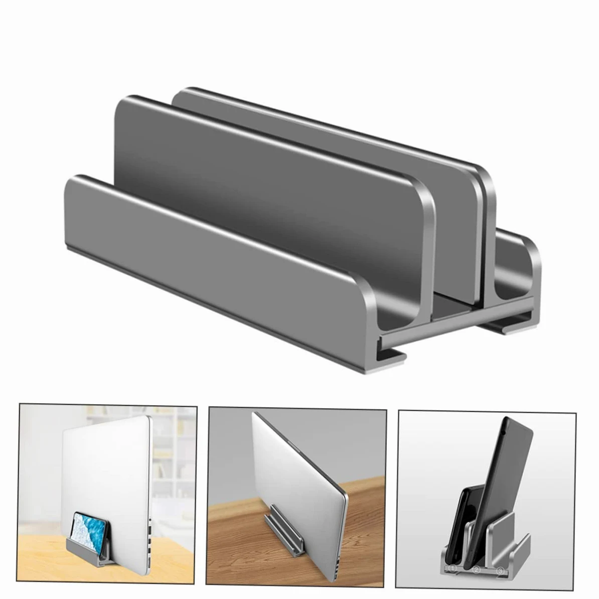 NUOBESTY Supporto Verticale Per Laptop in Alluminio Per Tablet e Telefono Regolabile Salvaspazio Per Casa e Ufficio