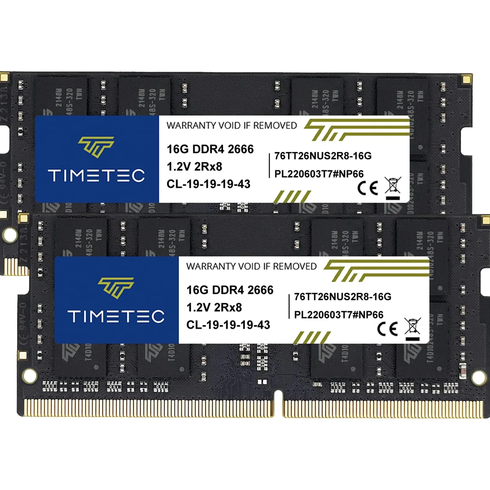 Timetec 32GB KIT(2x16GB) DDR4 2666MHz (PC4-2666V) PC4-21300 SODIMM RAM per laptop, mini PC e computer All-in-One – Non-ECC Unbuffered, 260 pin, 1,2V CL19 modulo di memoria