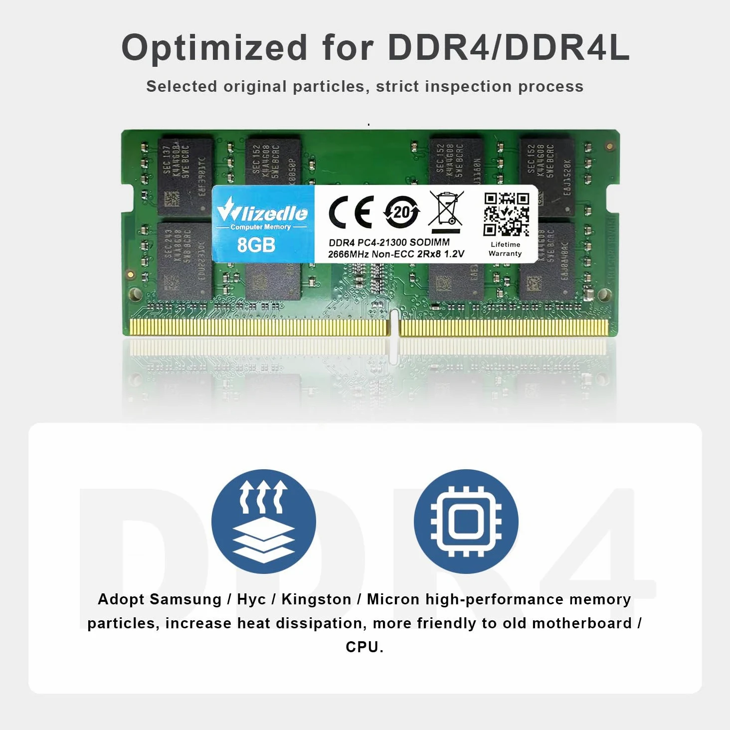 DDR4 2666MHz Laptop Memoria RAM 16GB Kit (2x8GB) CL19 SO-DIMM Modulo di Memoria PC4-21300 260-Pin 1.2V Non-ECC 2Rx8 Upgrade Notebook Memory per Computer Portatile, Verde