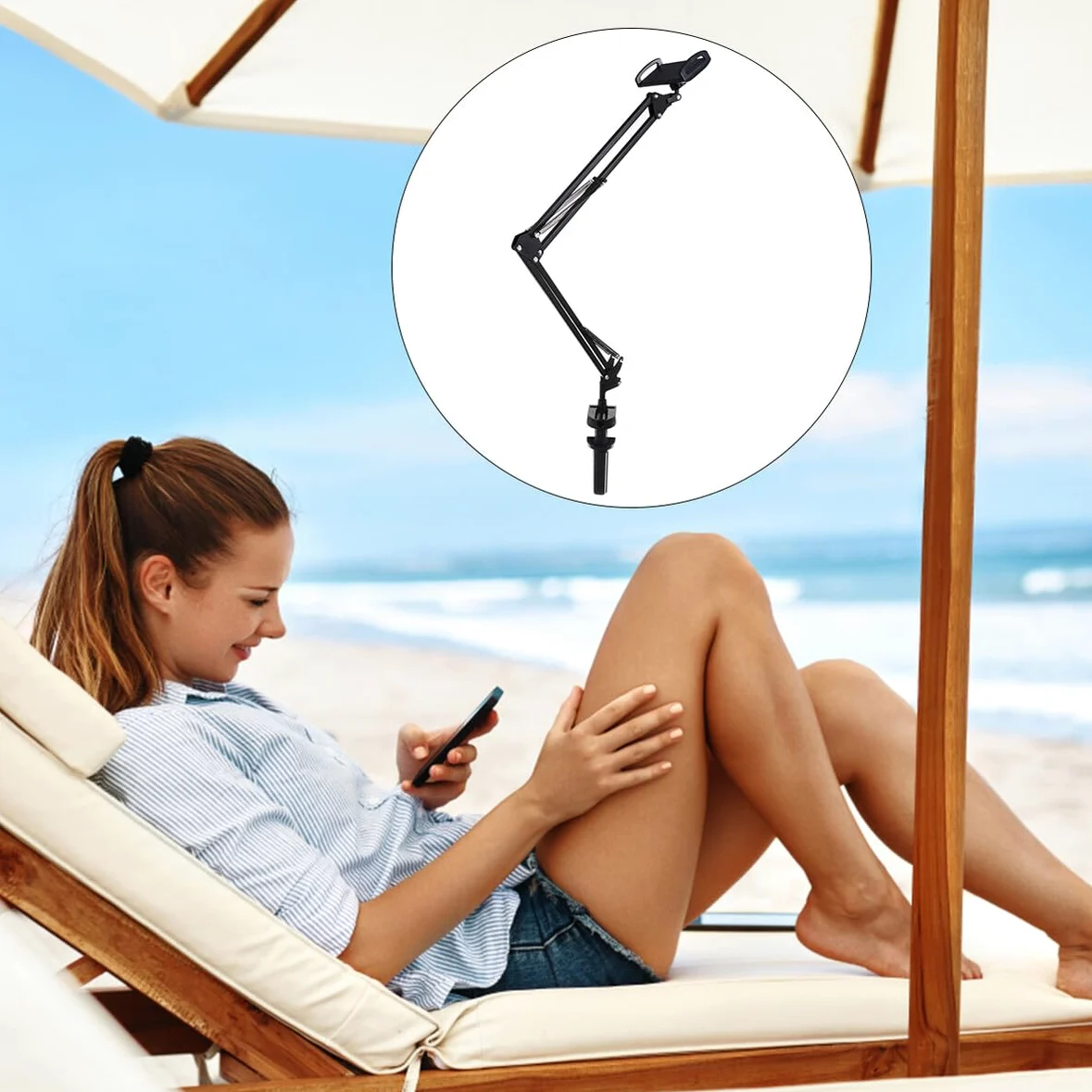 Supporto Telefono da Scrivania in Metallo Nero con Braccio Articolato Flessibile Supporto per Tablet e Smartphone Staffa Resistente per Uso Quotidiano