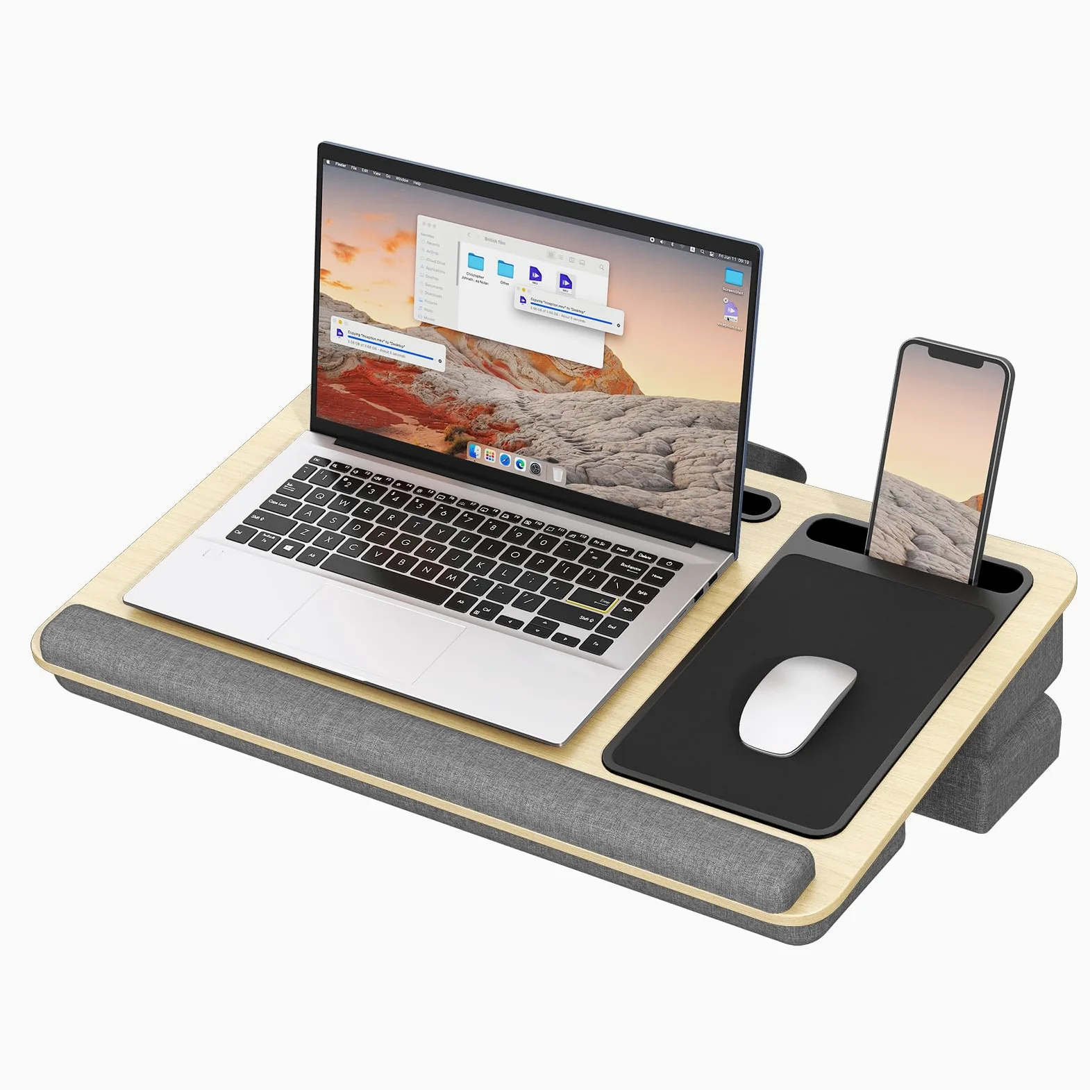 Lap Desk per computer portatili fino a 17.3", PUTORSEN scrivania portatile extra large con tappetino per mouse e tappetino da polso per notebook, Tablet, supporto per laptop con supporto per tablet