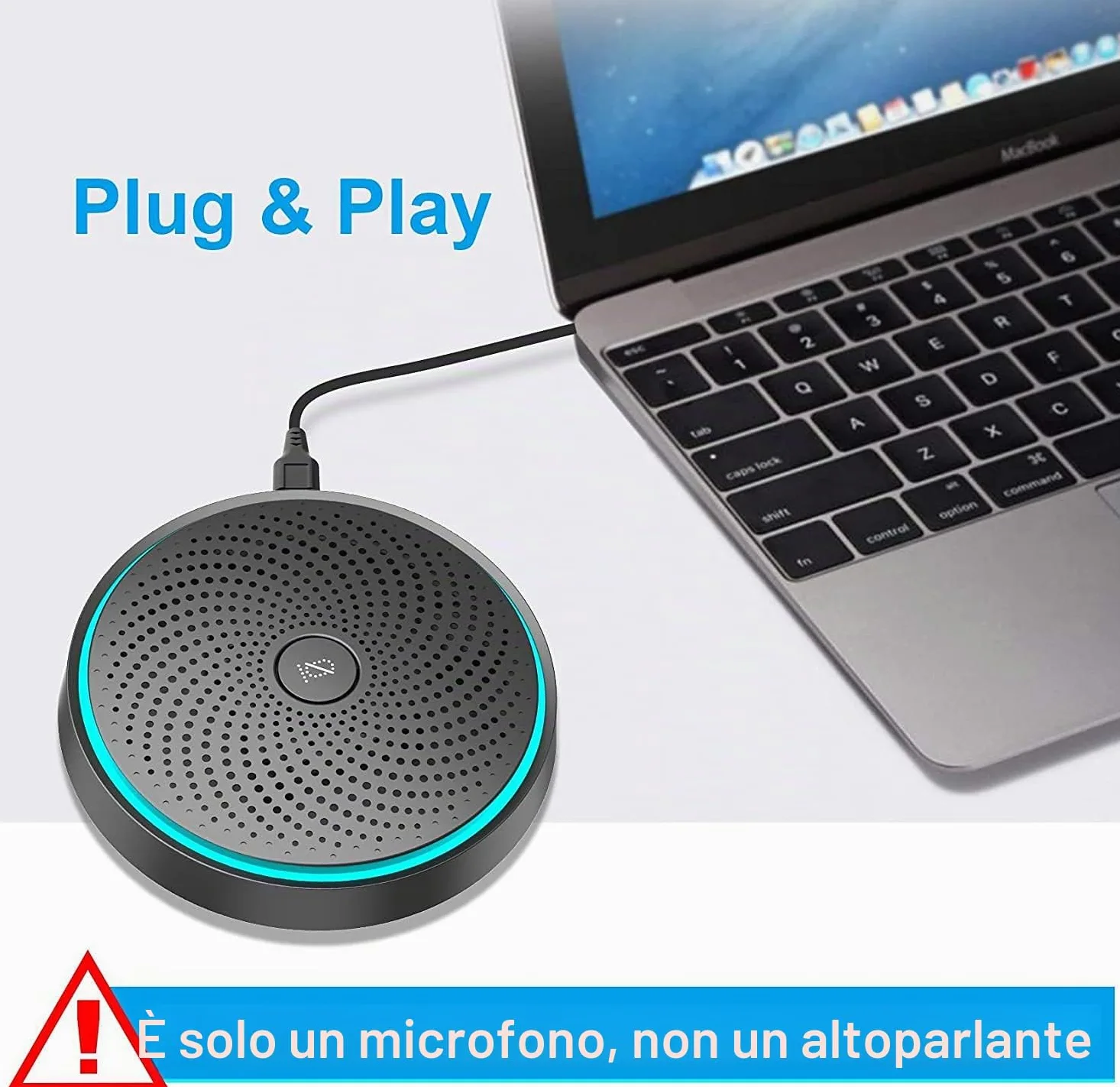 MONODEAL Microfono USB per Conferenza, Microfono per PC Video Conferenza, Registrazione, Skype, Classe Online, Giochi, Zoom, Plug & Play Compatibile con Mac Windows PC