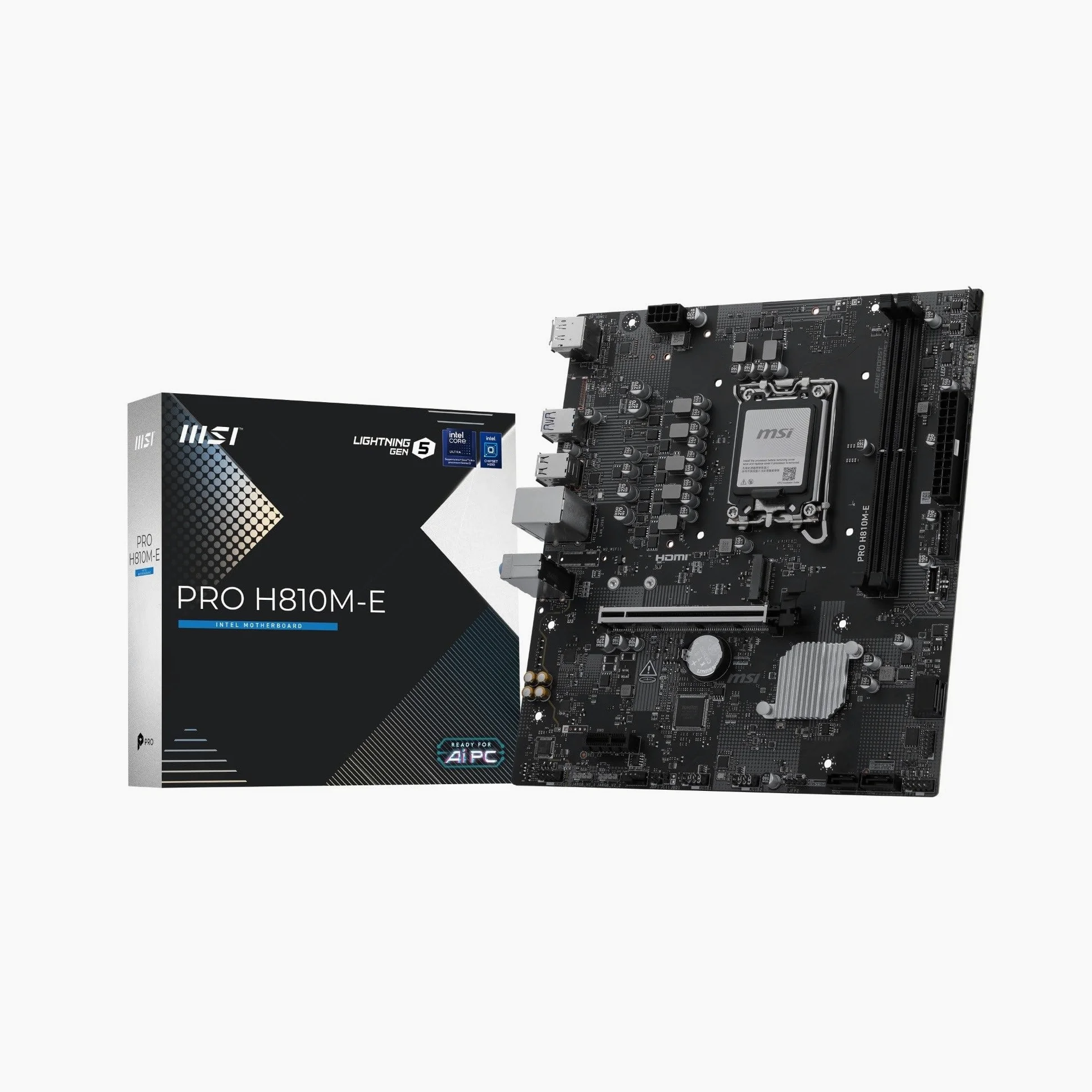 MSI Scheda madre PRO H810M-E, mATX, supporta processori Intel Core Ultra (serie 2), LGA 1851 - DDR5 Memory Boost (6400 MT/s MAX), PCIe 5.0 x16, M.2 Gen4, 2.5G LAN